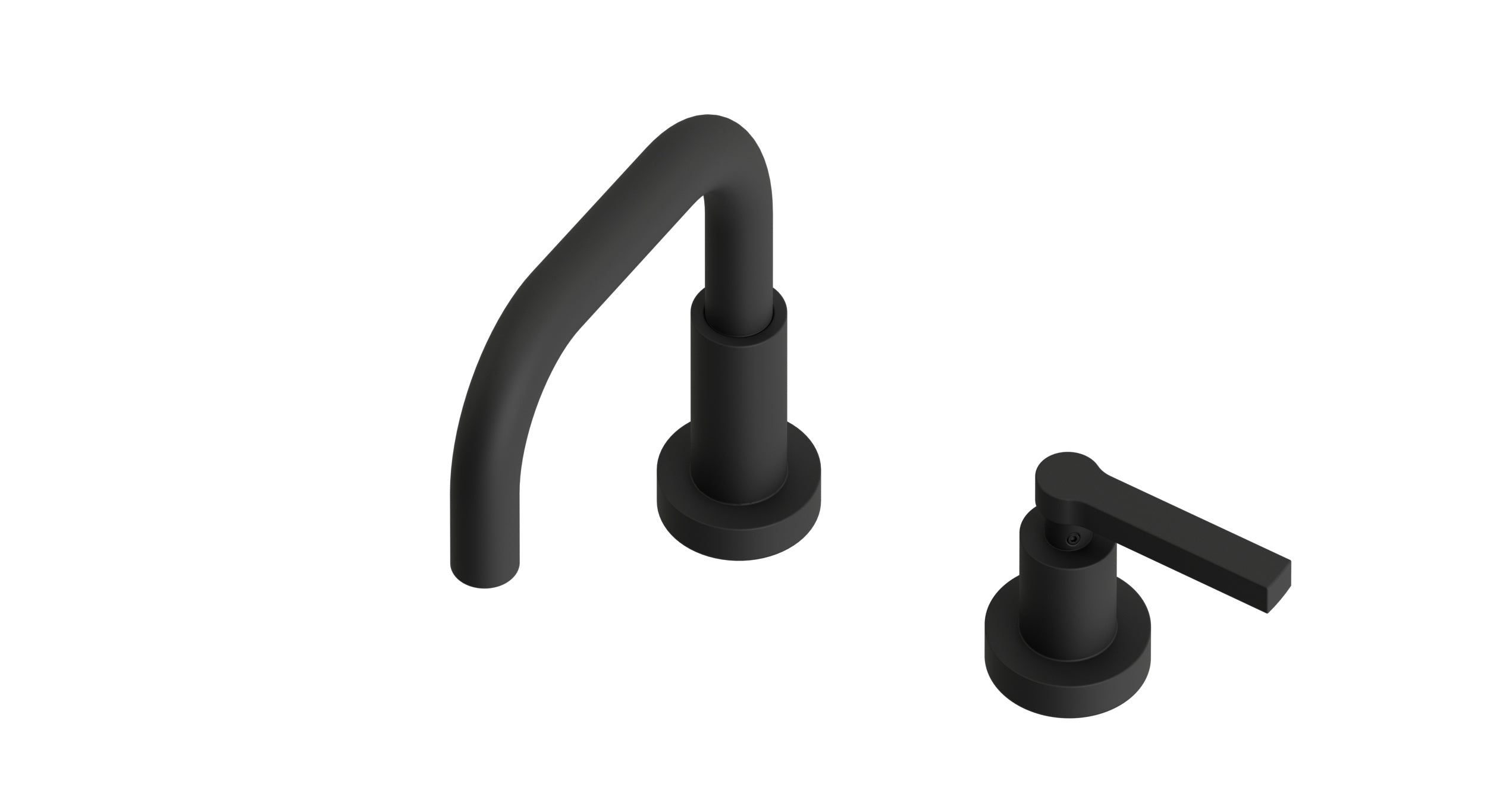 Flatiron One Handle Deck Mount Squaretop Lavatory Faucet with Linear Lever Handle in Matte Black