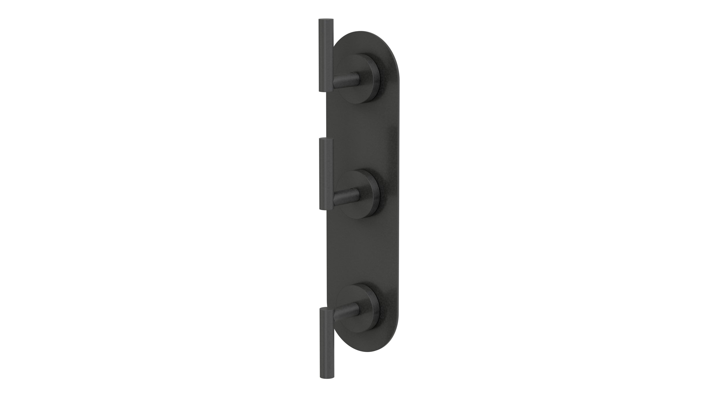 Contour Three Handle Wall Mount Shower Trim with Soft Lever Handles in Blackened Nickel