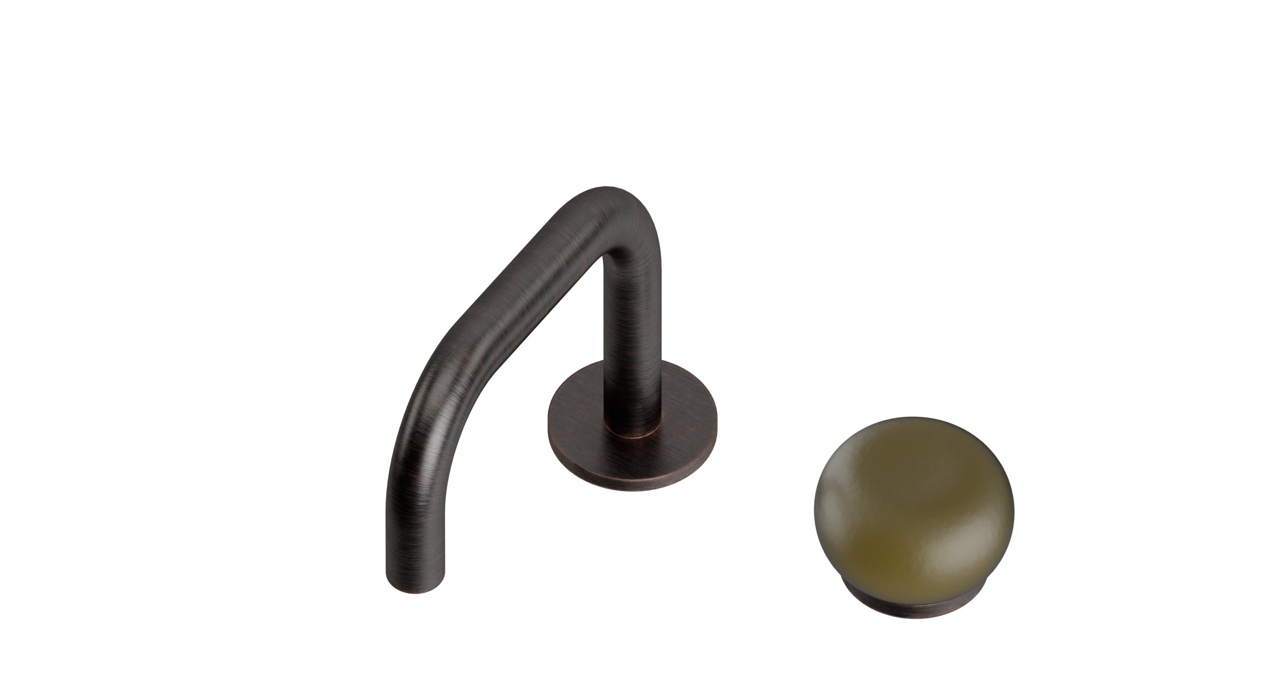 Foundry One Handle Deck Mount Squaretop Lavatory Faucet with Pebble Ceramic Knob Handle in Antique Bronze