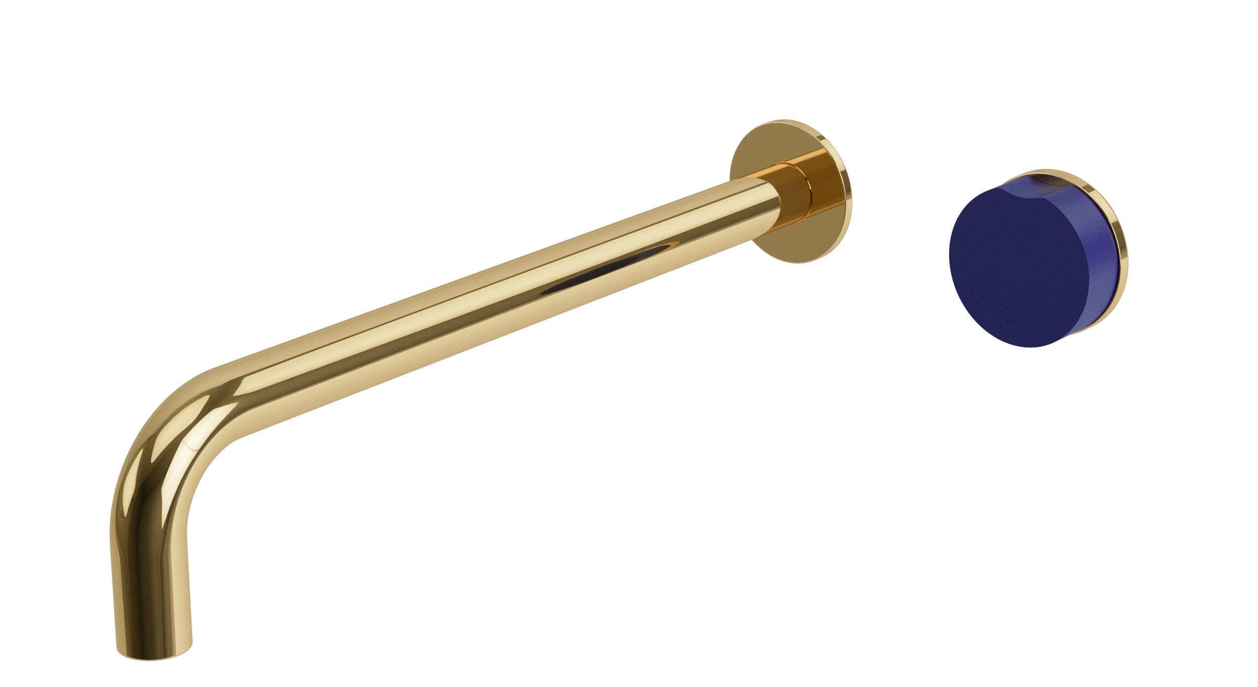 Foundry One Handle Wall Mount 12" Lavatory Faucet with Groove Ceramic Knob Handle in Polished Brass