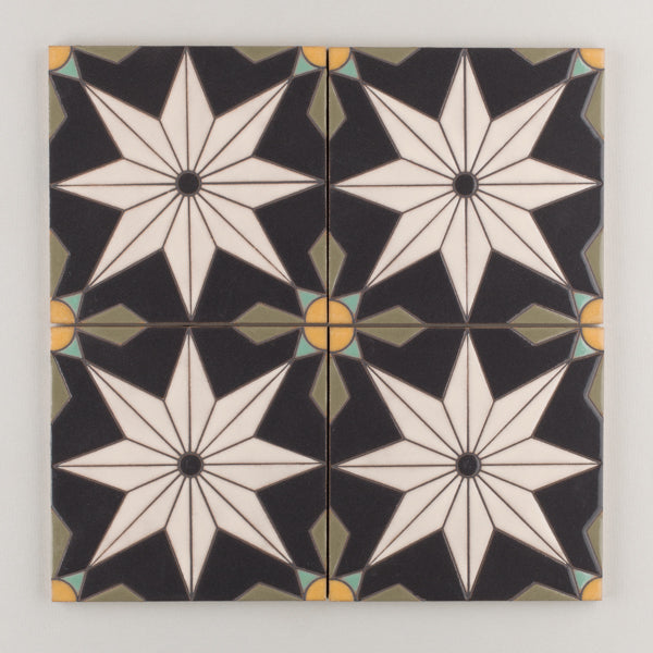 6x6 Handpainted Tile Vitoria in Neutral Motif