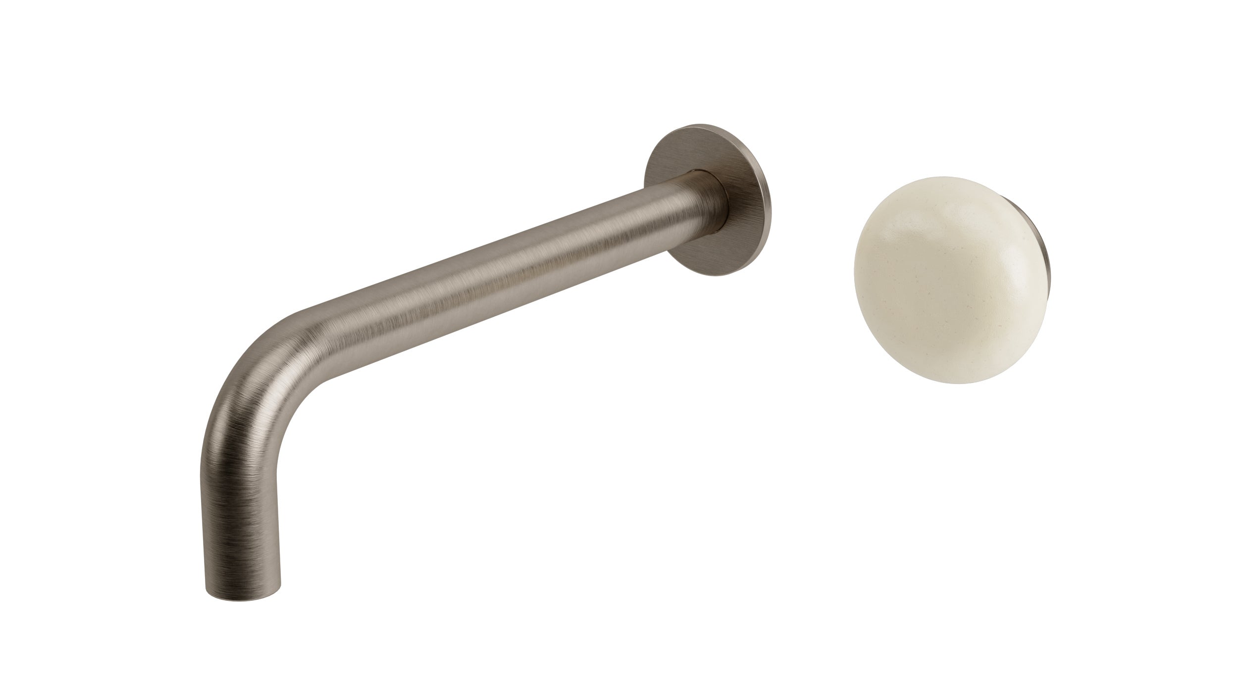 Foundry One Handle Wall Mount 7.5" Lavatory Faucet with Pebble Ceramic Knob Handle in Antique Nickel