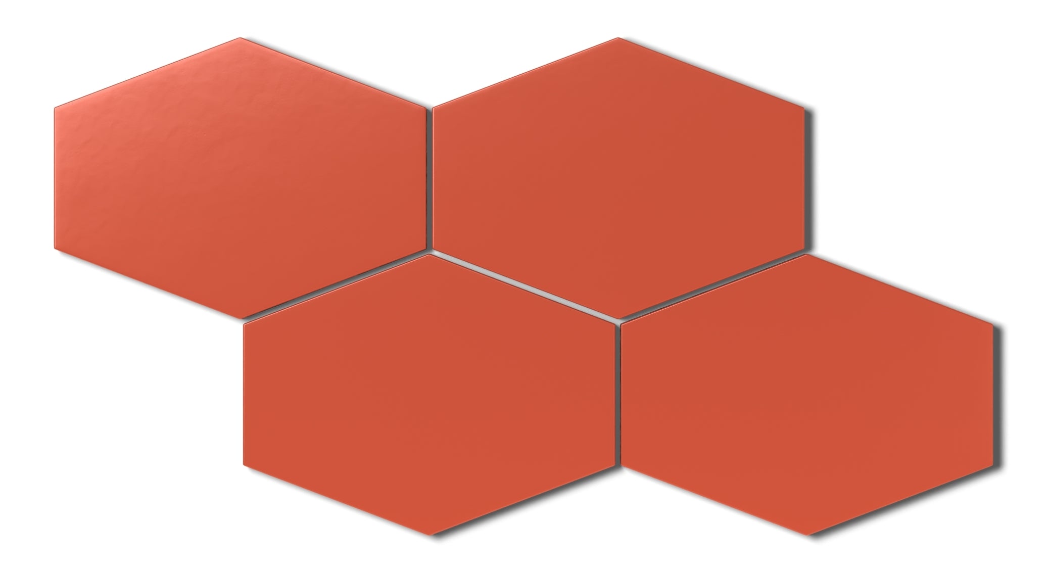 Elongated Hexagon Natural Press Ceramic Tile in Vermillion Matte