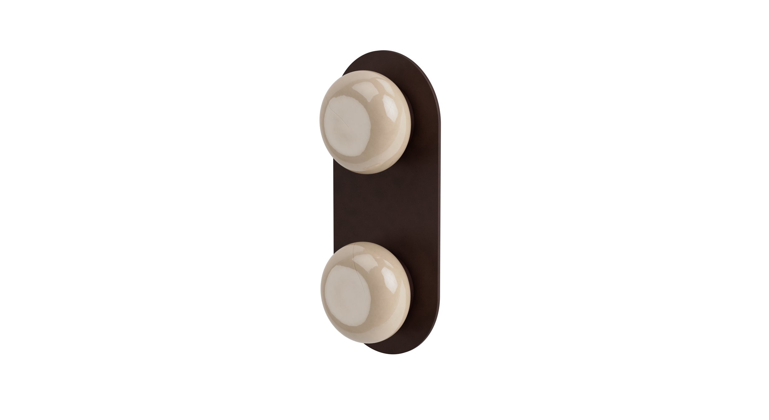 Foundry Two Handle Wall Mount Shower Trim with Pebble Ceramic Knob Handles in Architectural Copper