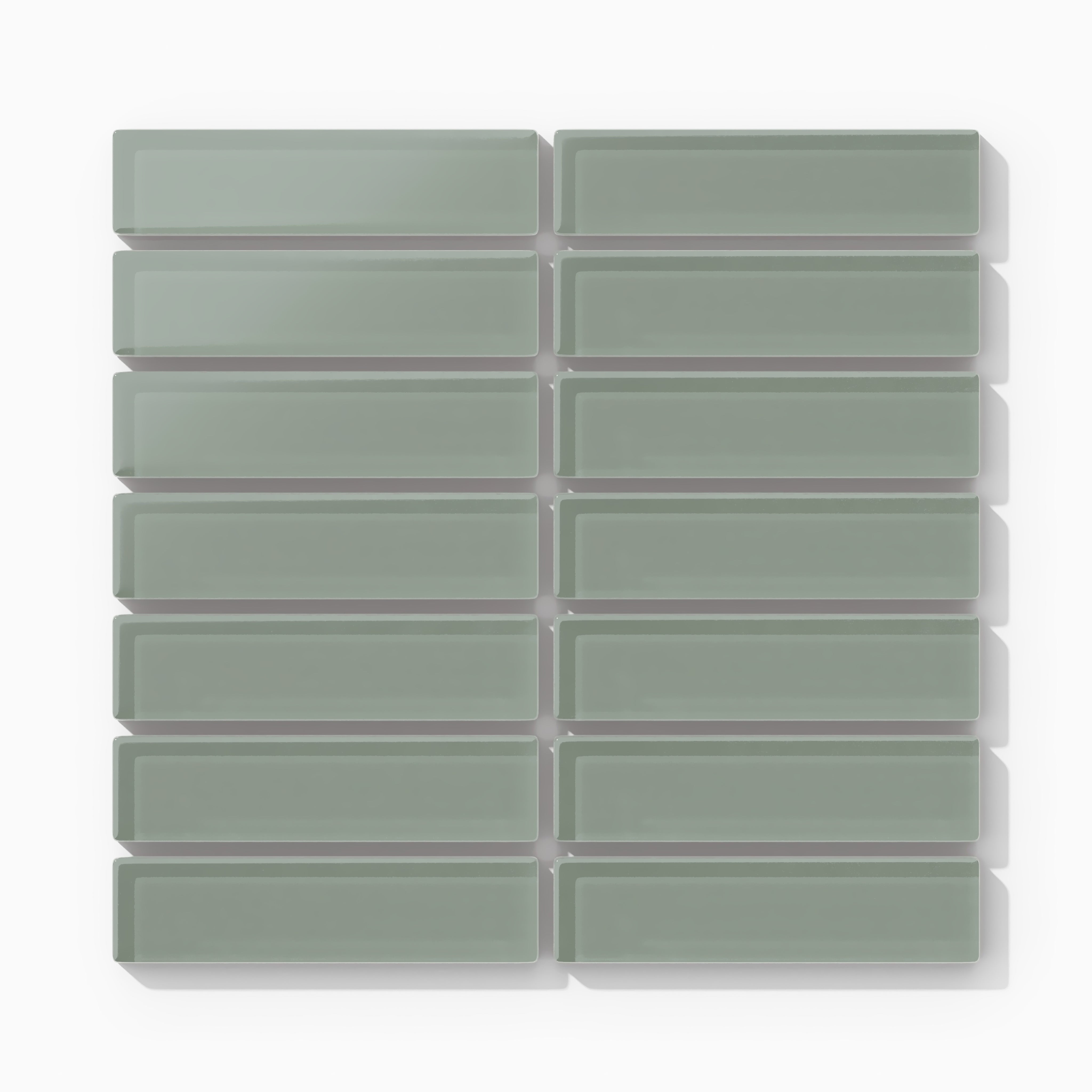 1x4 Straight Set Sheeted Glass Mosaic Tile in Hummingbird Matte