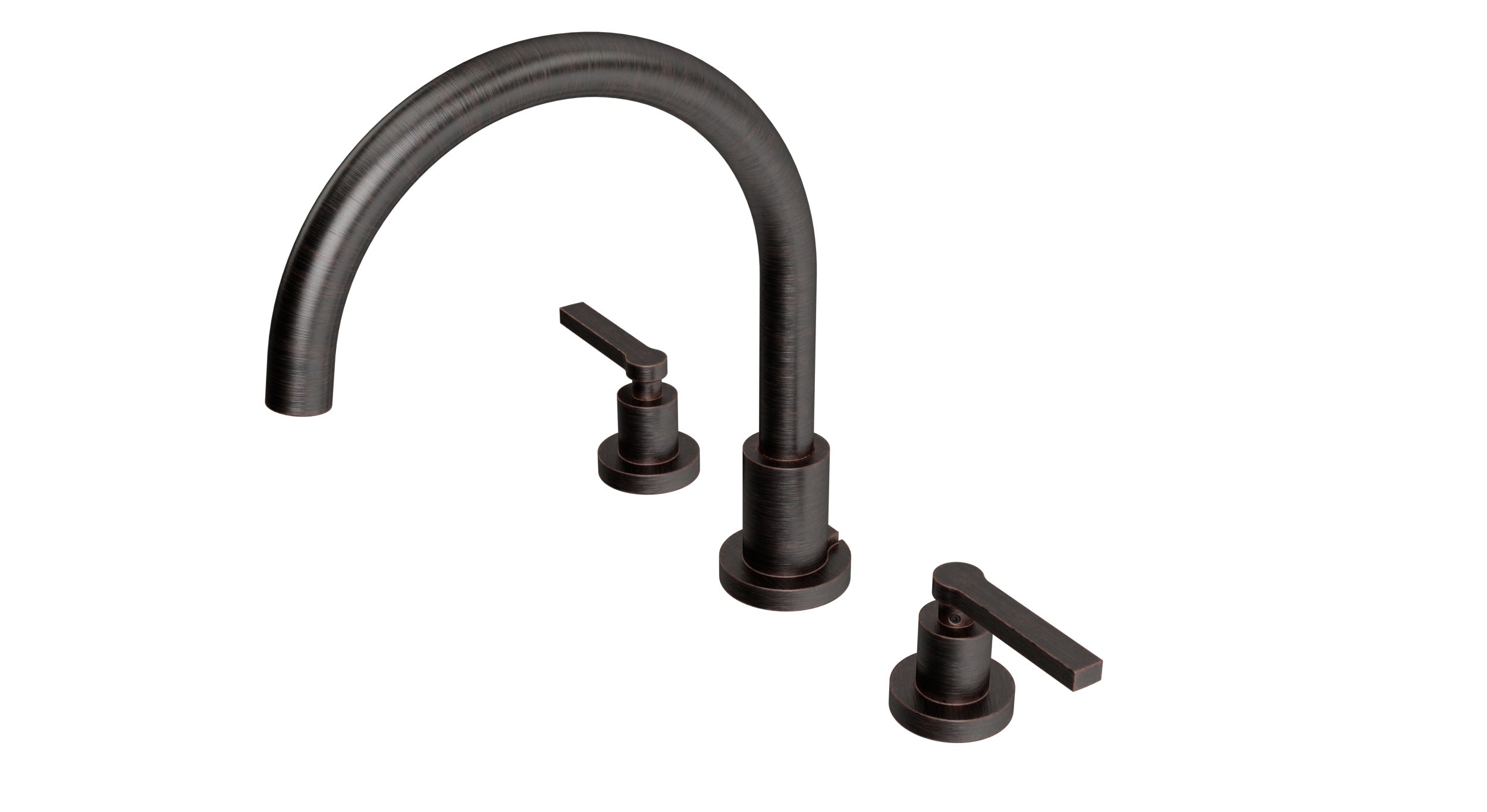Flatiron Two Handle Deck Mount Gooseneck Bath Trim with Linear Lever Handles in Antique Bronze