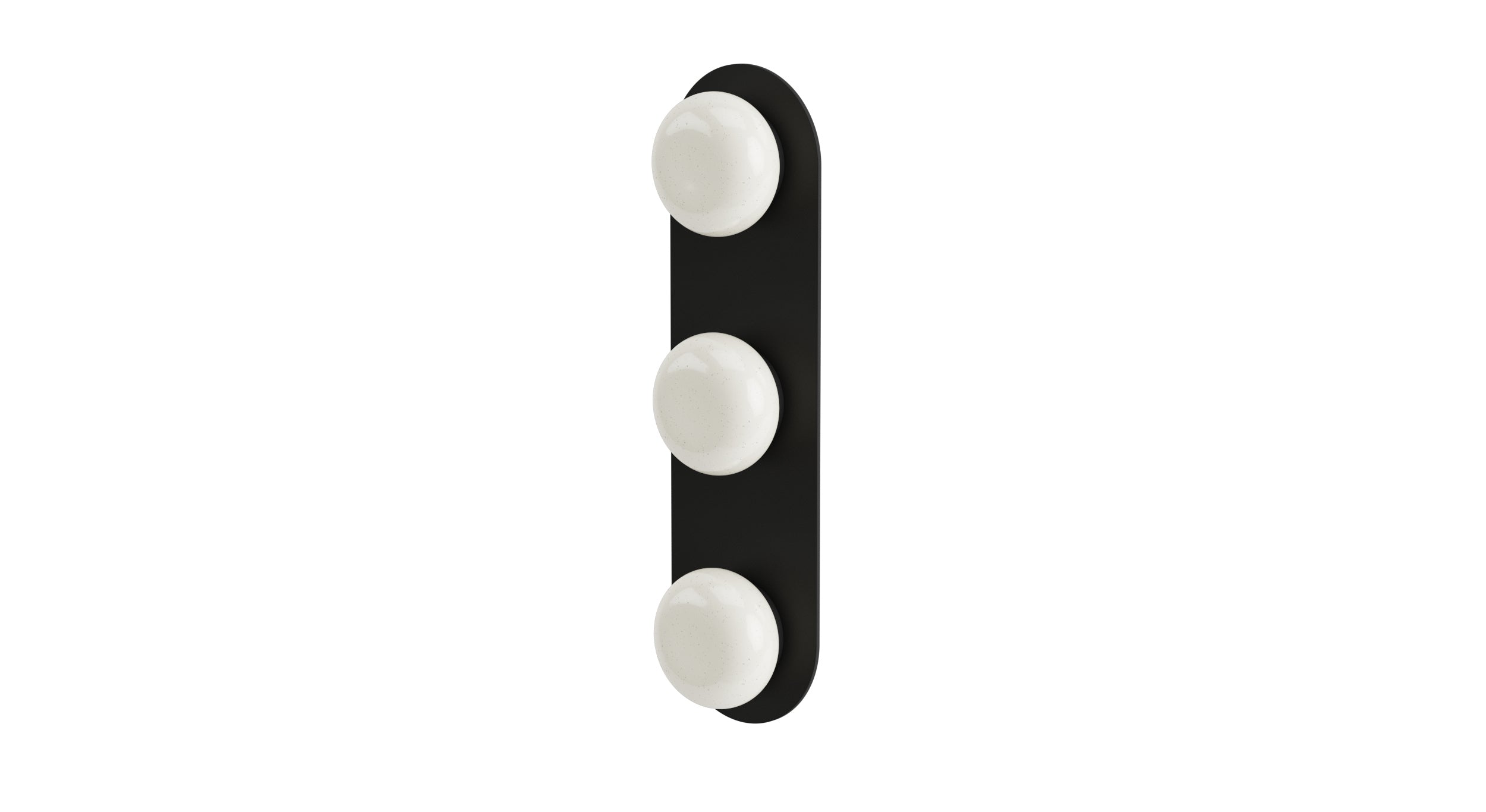 Foundry Three Handle Wall Mount Shower Trim with Pebble Ceramic Knob Handles in Matte Black
