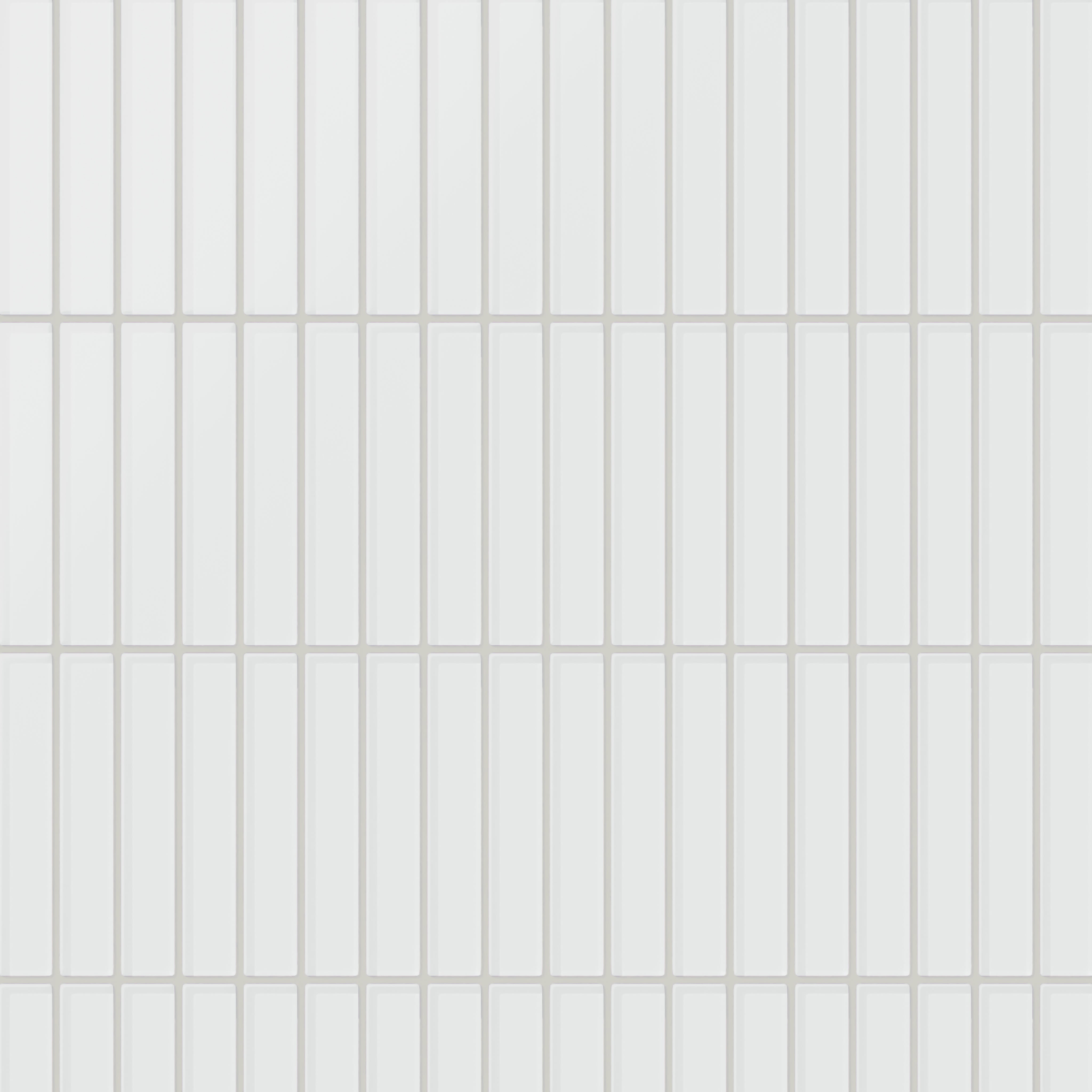 1x6 Straight Set Sheeted Glass Mosaic Tile in Egret Matte
