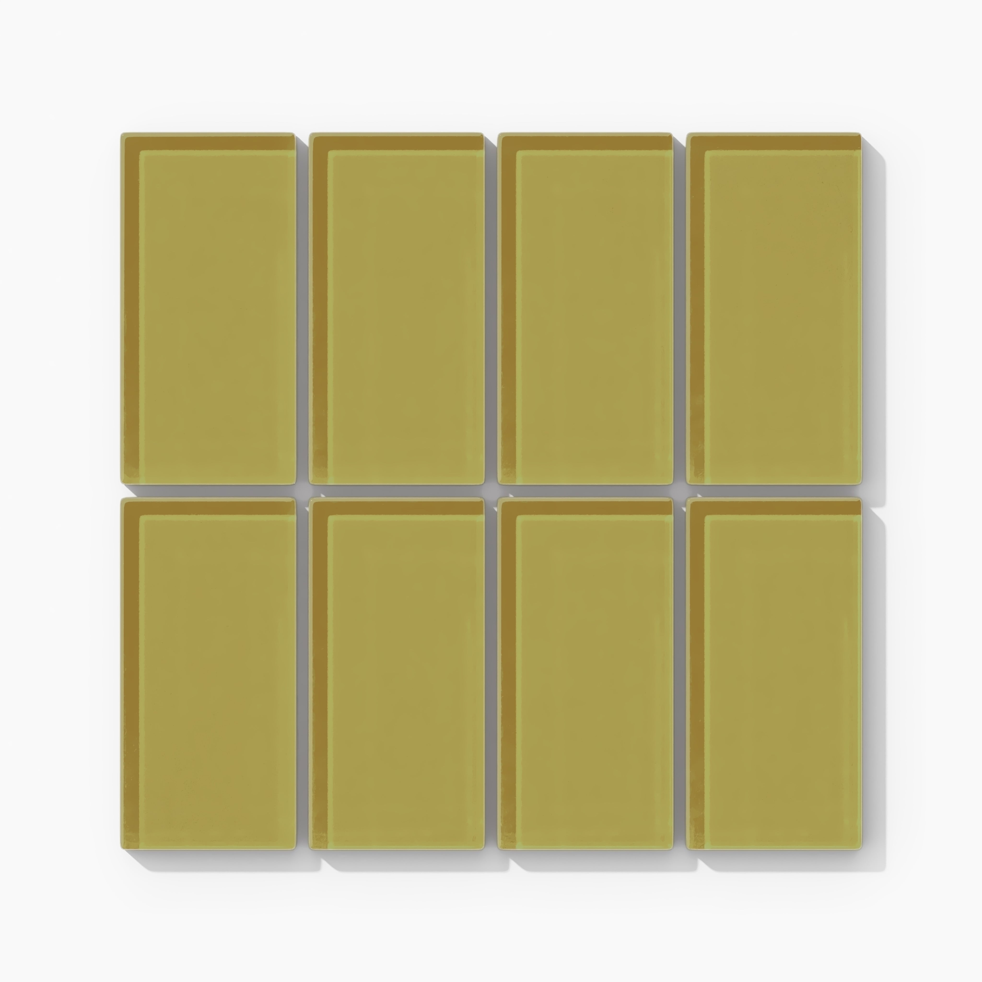 2x4 Straight Set Sheeted Glass Mosaic Tile in Pine Siskin Gloss