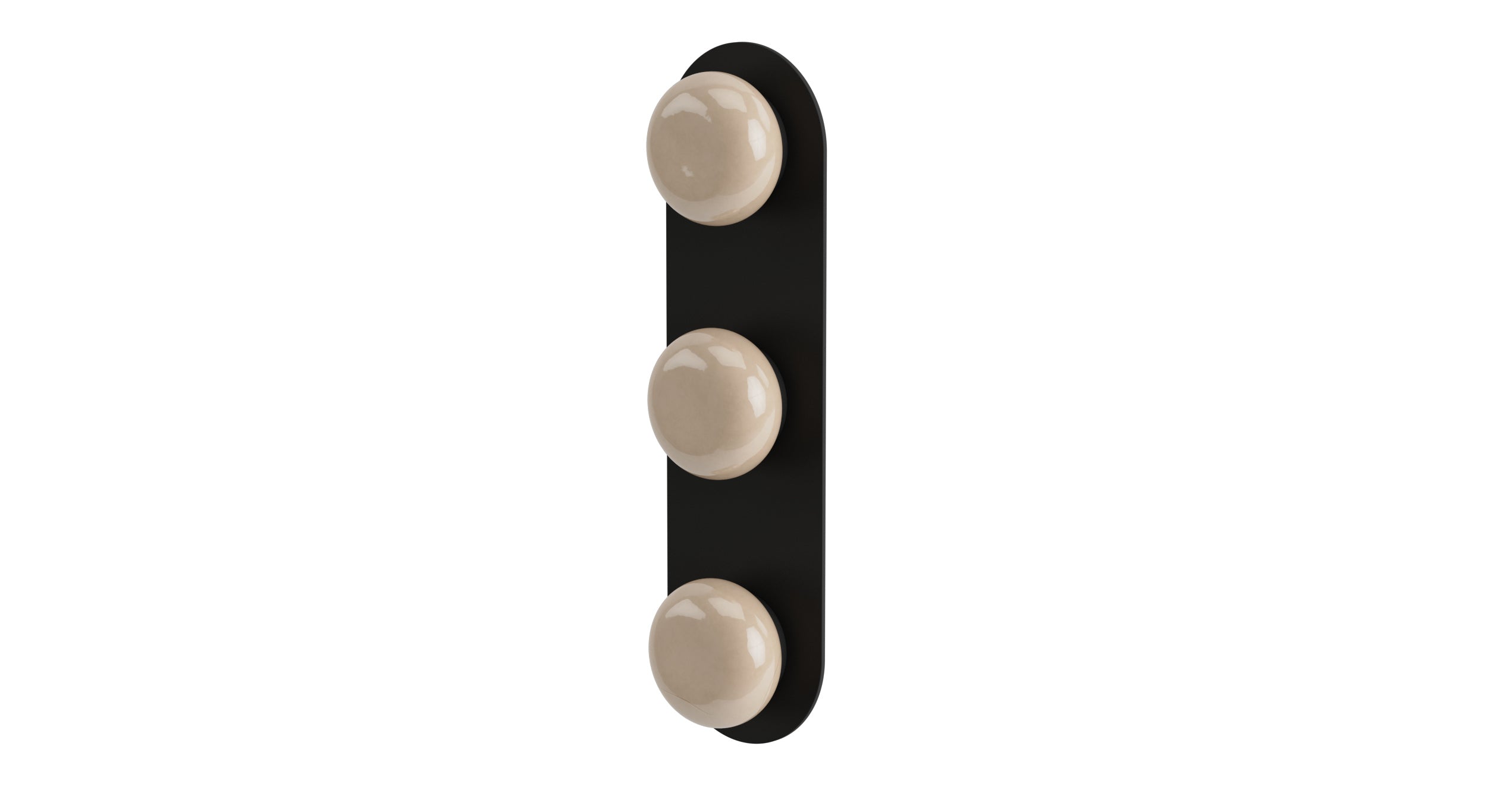 Foundry Three Handle Wall Mount Shower Trim with Pebble Ceramic Knob Handles in Matte Black
