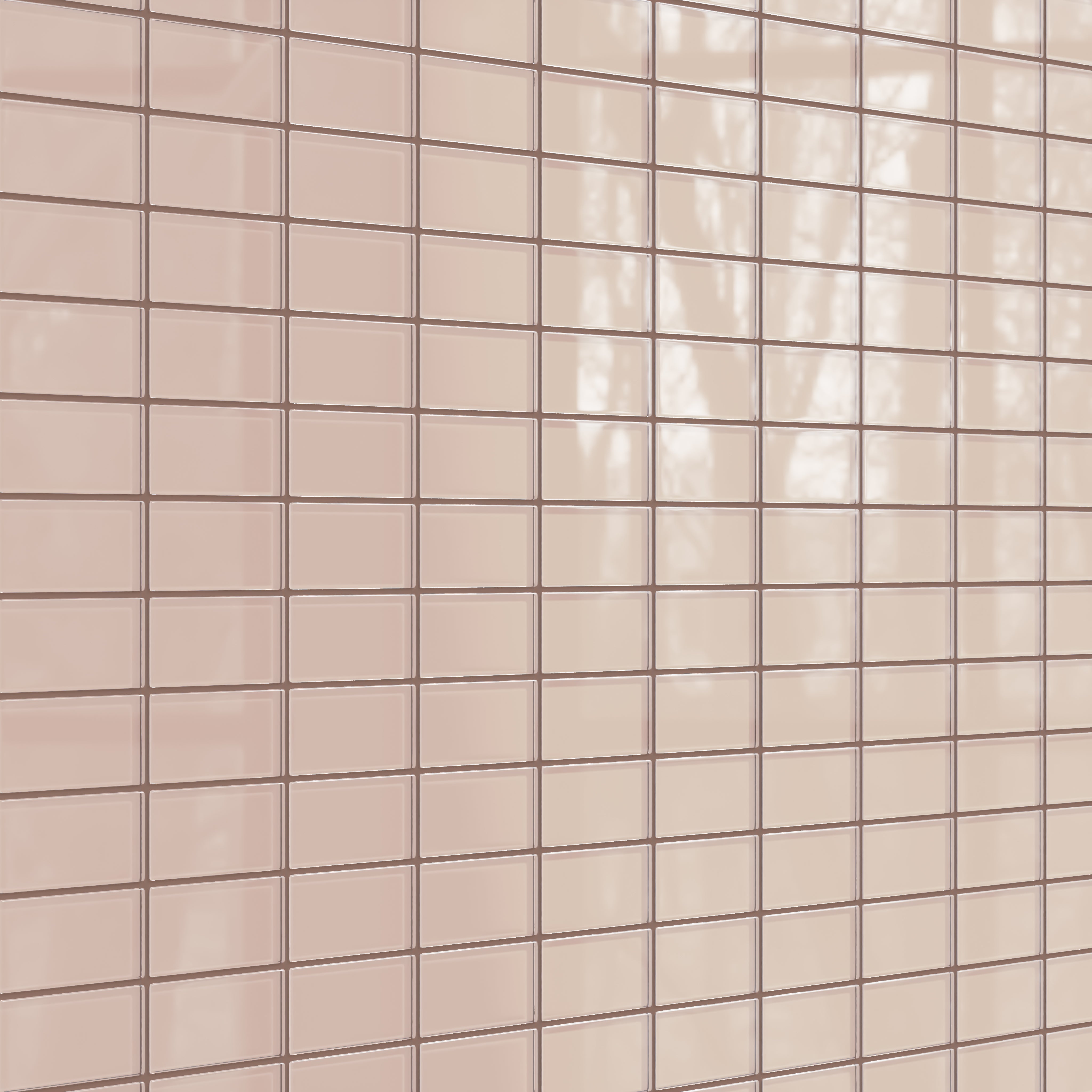 2x4 Straight Set Sheeted Glass Mosaic Tile in Rosy Finch Gloss