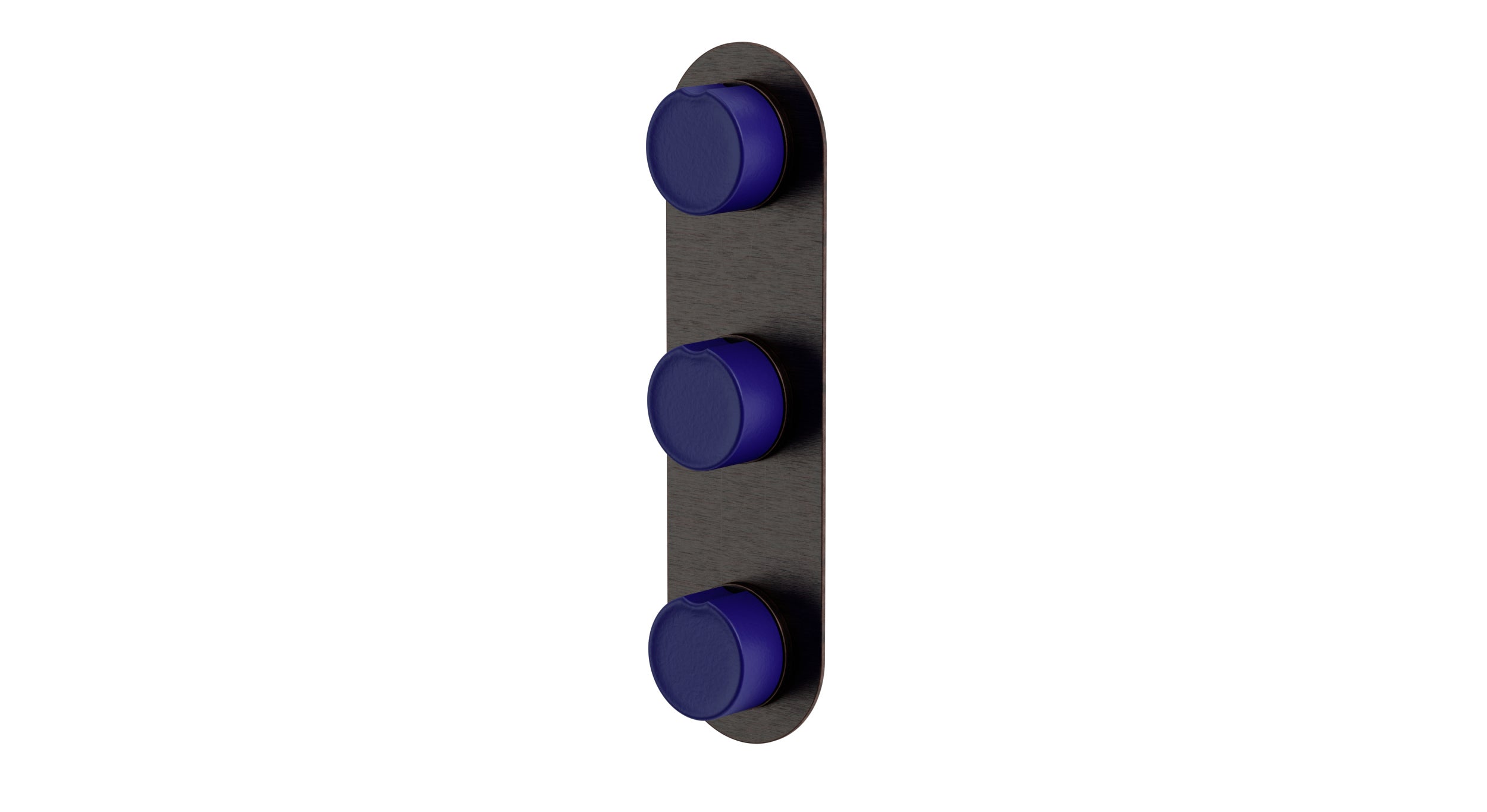 Foundry Three Handle Wall Mount Shower Trim with Groove Ceramic Knob Handles in Antique Bronze