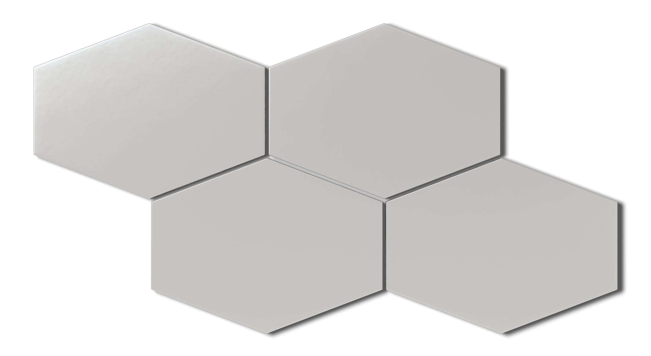 Elongated Hexagon Natural Press Ceramic Tile in Titanium Grey Matte