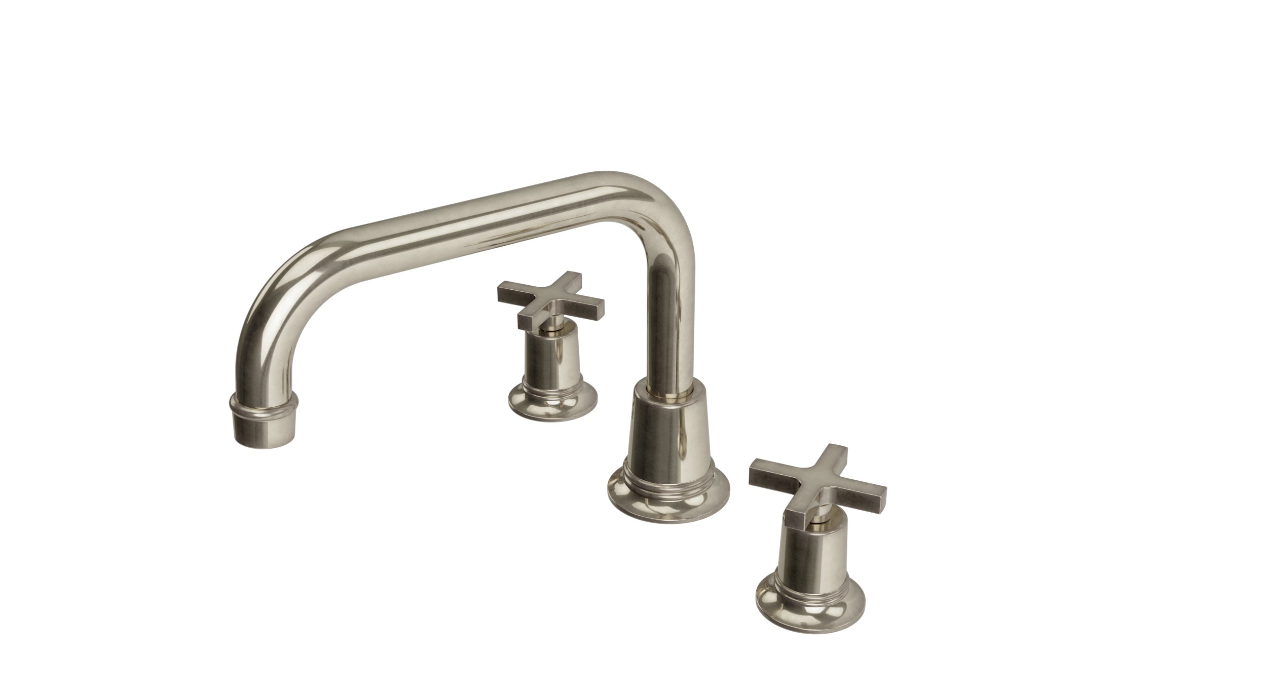 Emerson Two Handle Deck Mount Squaretop Bath Trim with Classic Cross Handles in French Nickel