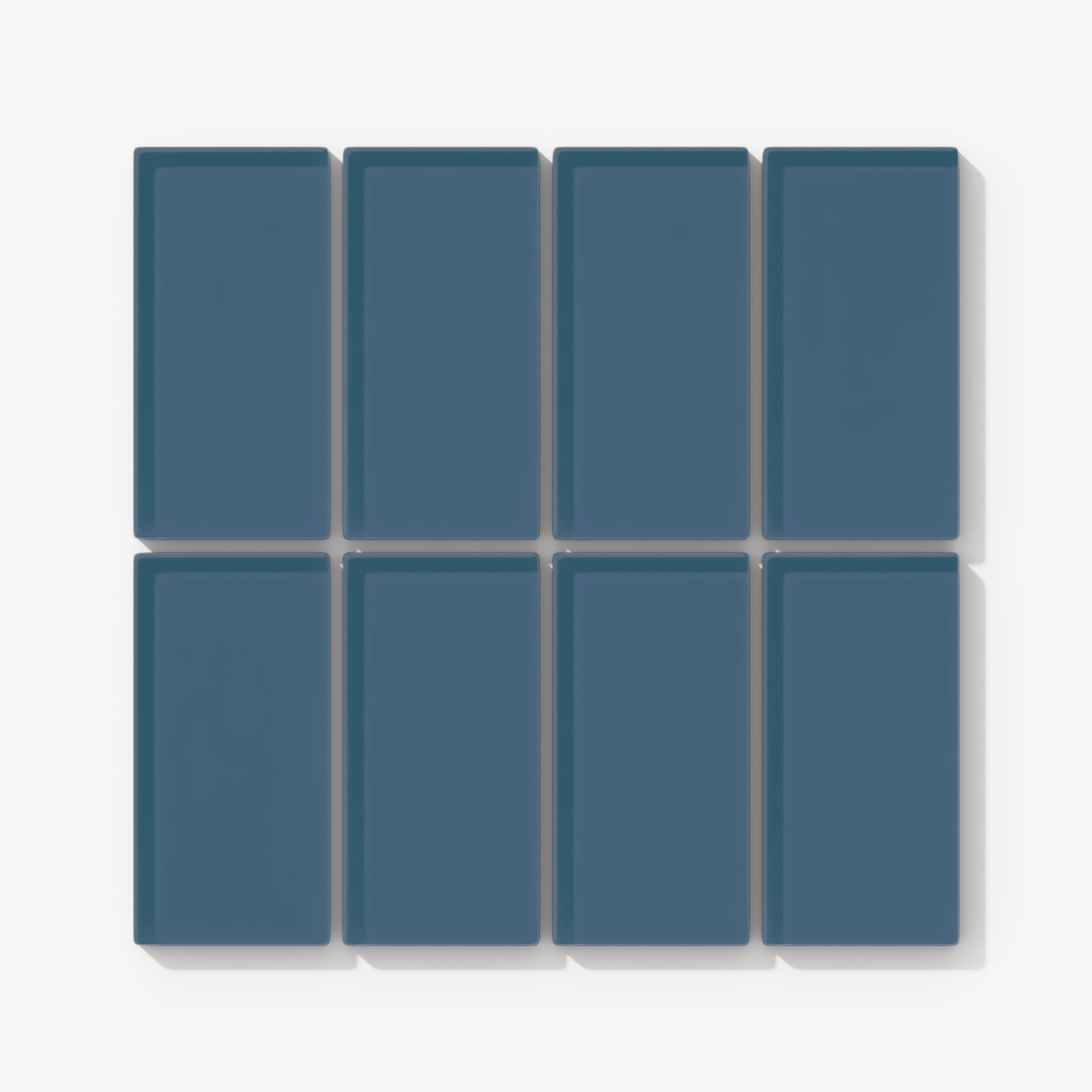 2x4 Straight Set Sheeted Glass Mosaic Tile in Blue Jay Gloss