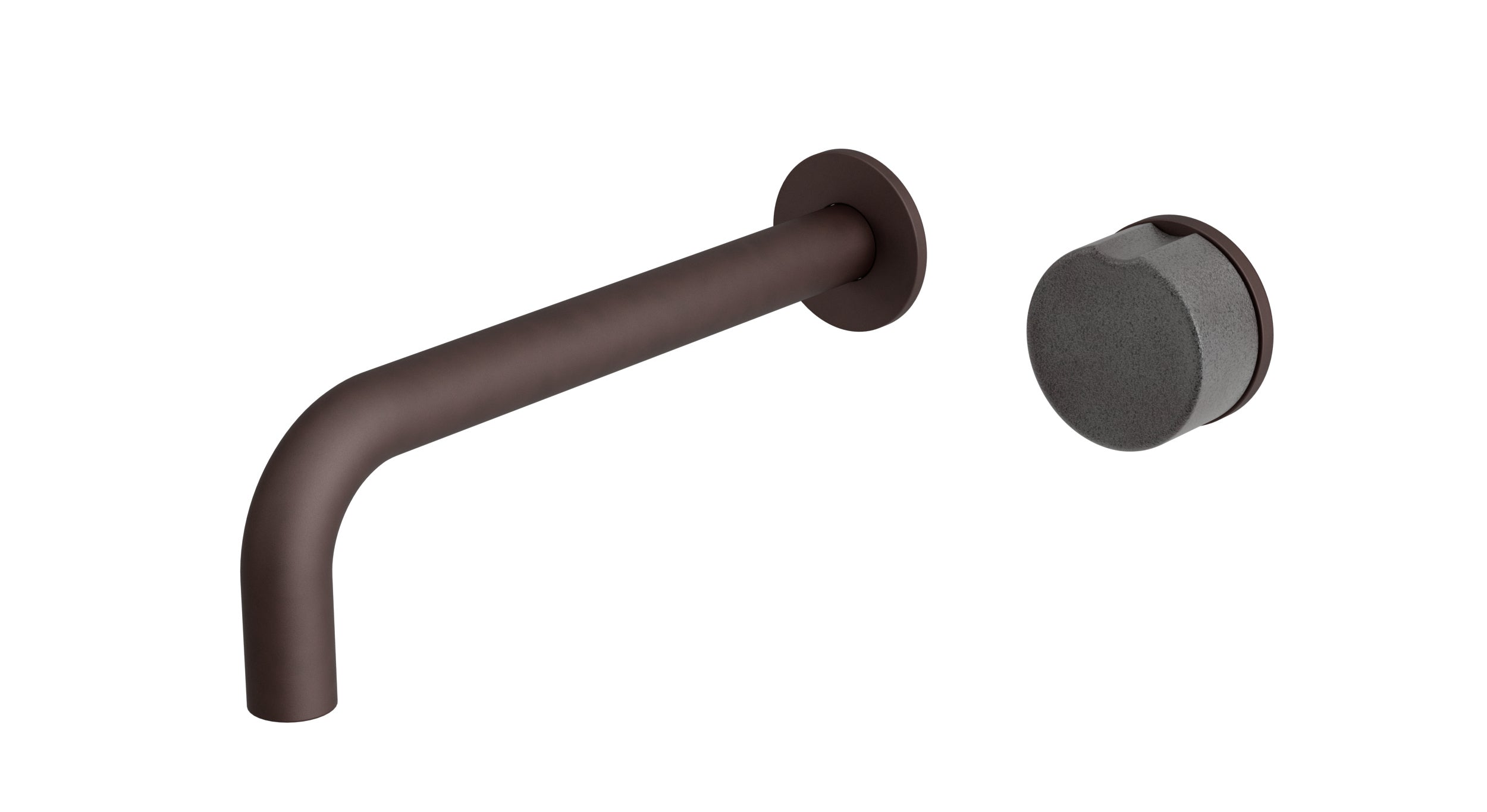 Foundry One Handle Wall Mount 7.5" Lavatory Faucet with Groove Ceramic Knob Handle in Architectural Copper