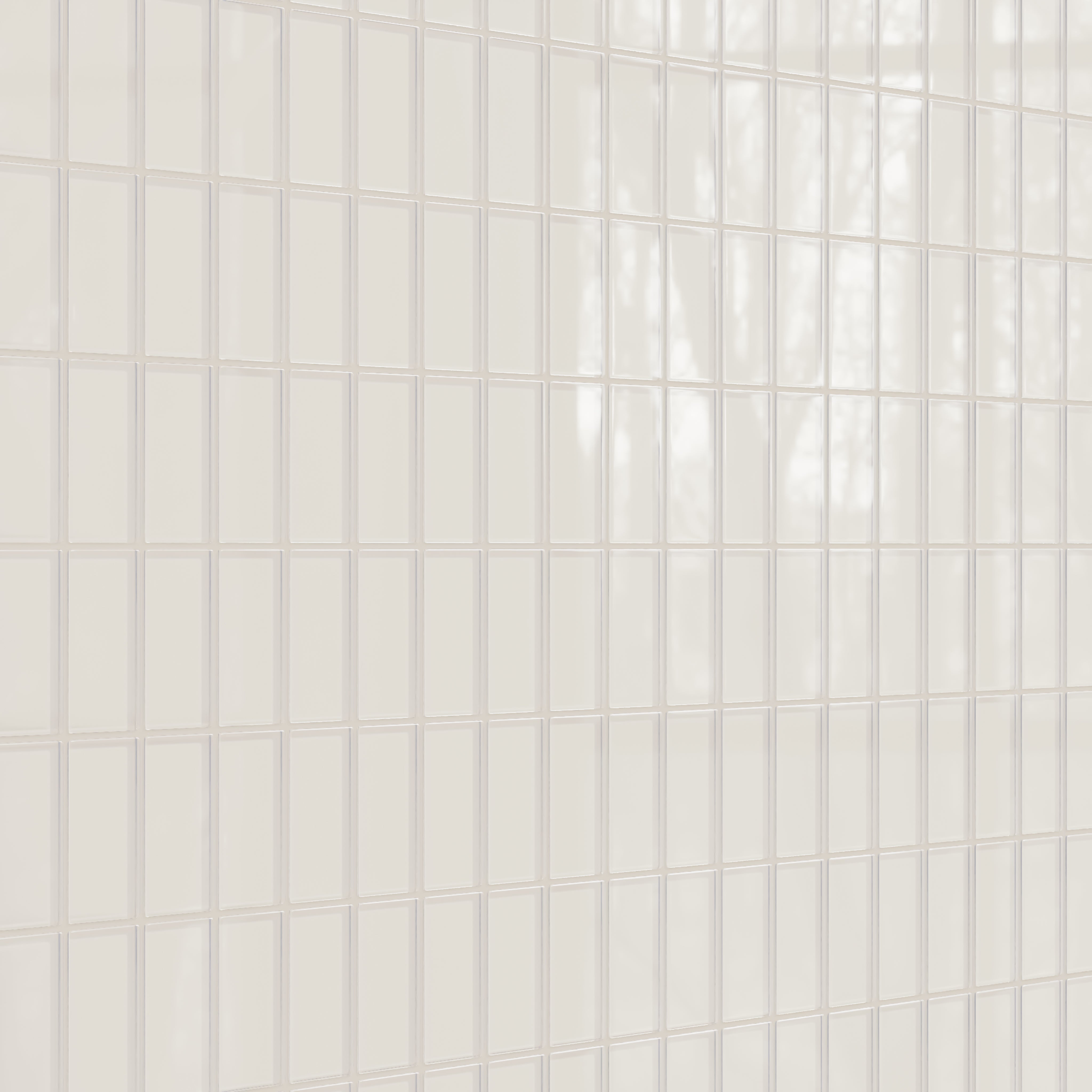 2x4 Straight Set Sheeted Glass Mosaic Tile in Dove Gloss