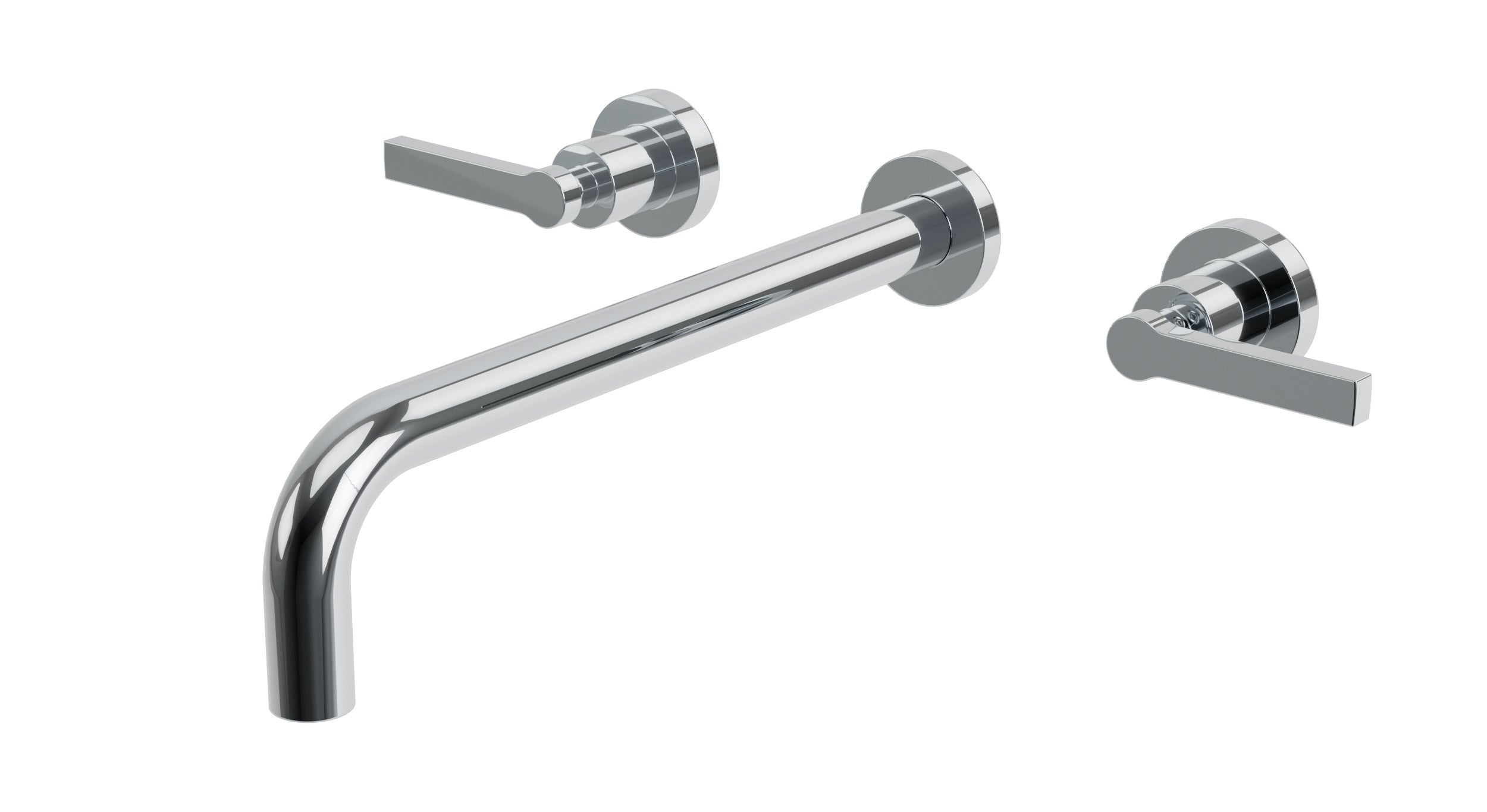Flatiron Two Handle Wall Mount 12" Lavatory Faucet with Linear Lever Handles