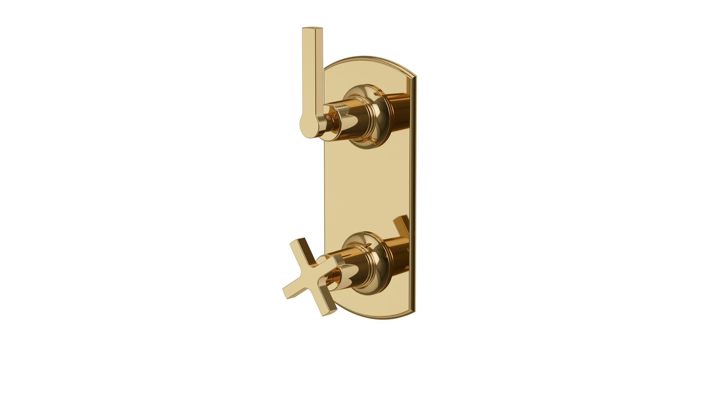 Emerson Two Handle Wall Mount Shower Trim with Classic Cross/Classic Lever Handles in Polished Brass