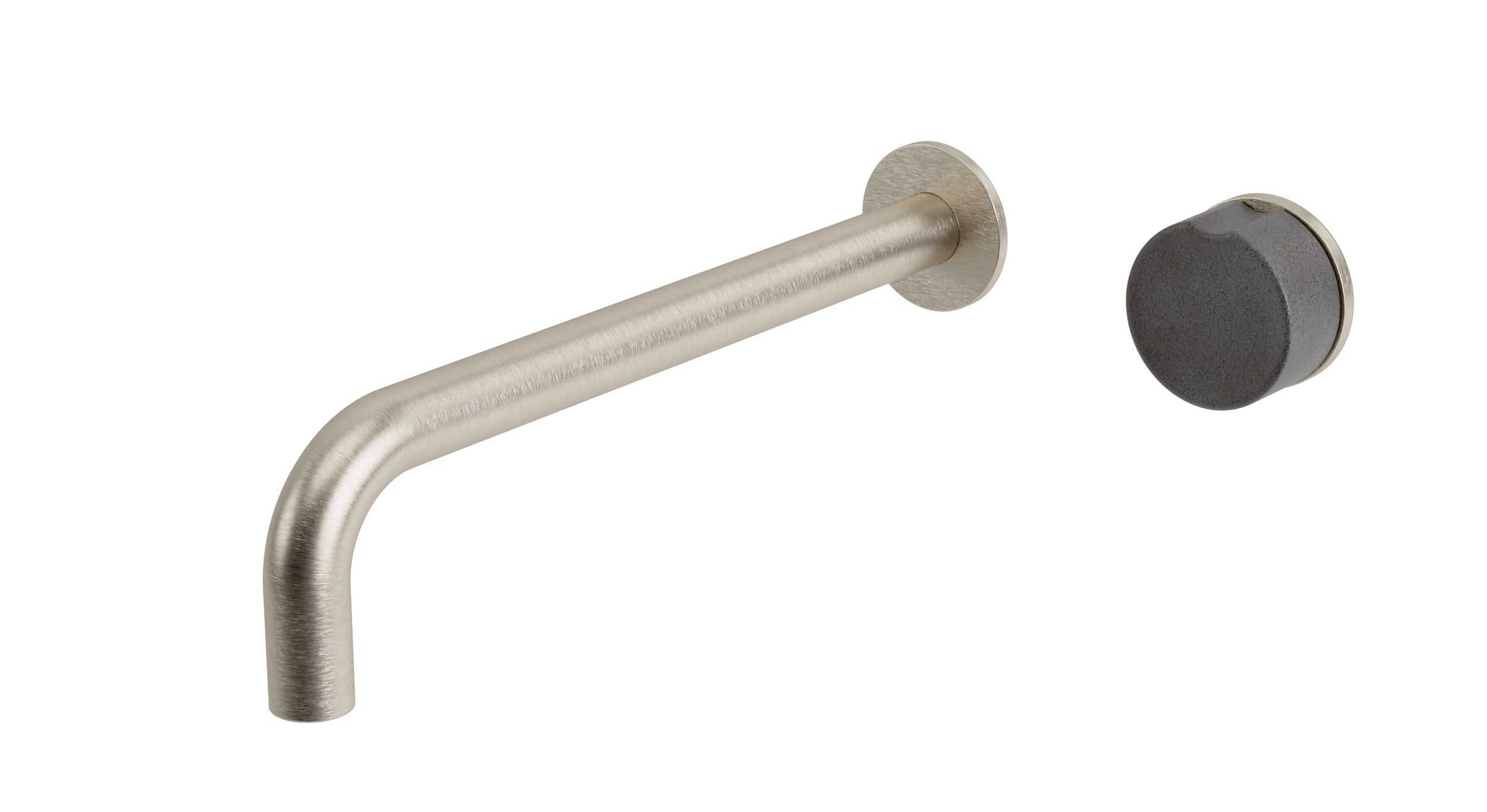 Foundry One Handle Wall Mount 10" Lavatory Faucet with Groove Ceramic Knob Handle in Satin Nickel