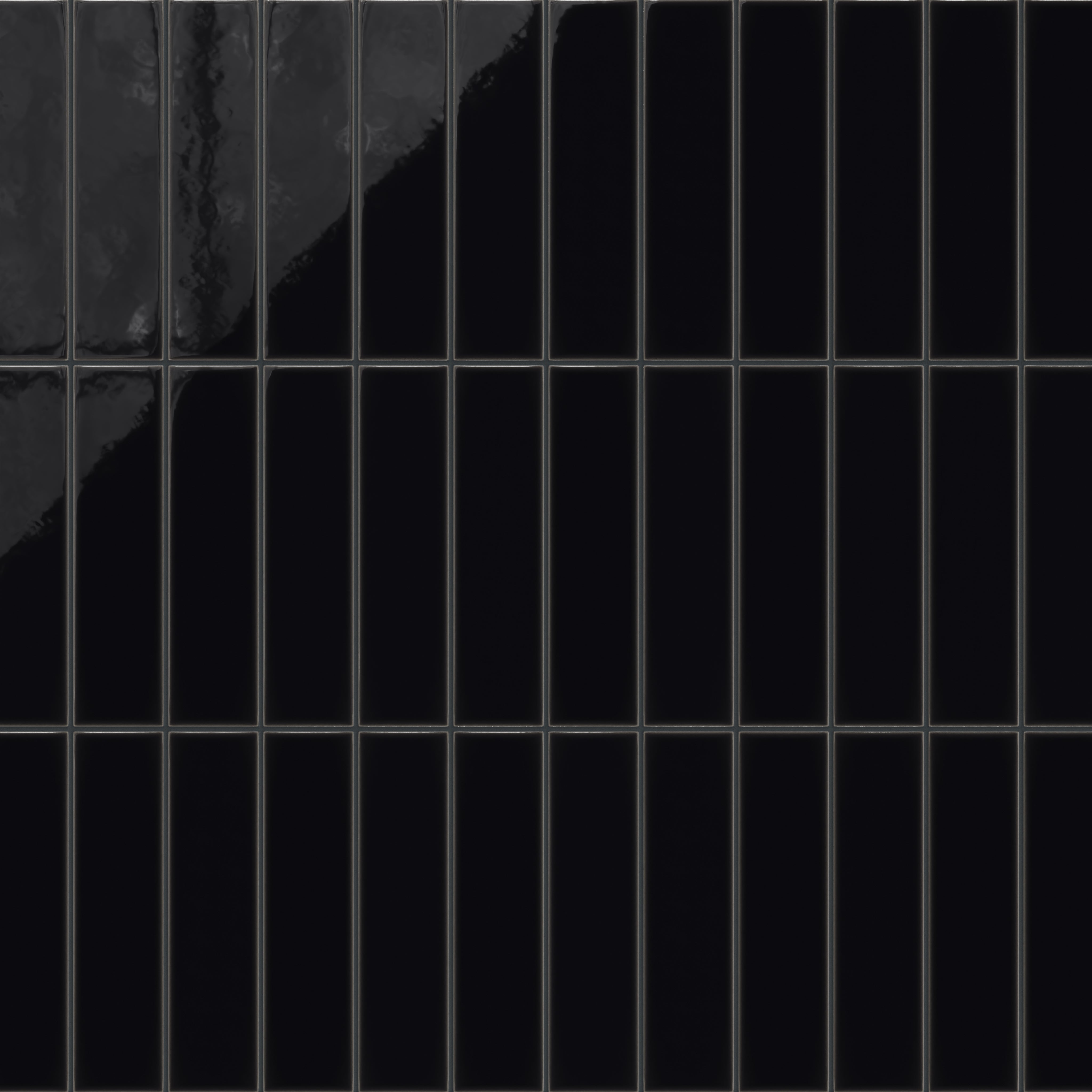 3x12 Natural Press Ceramic Tile in Bone Black Gloss
