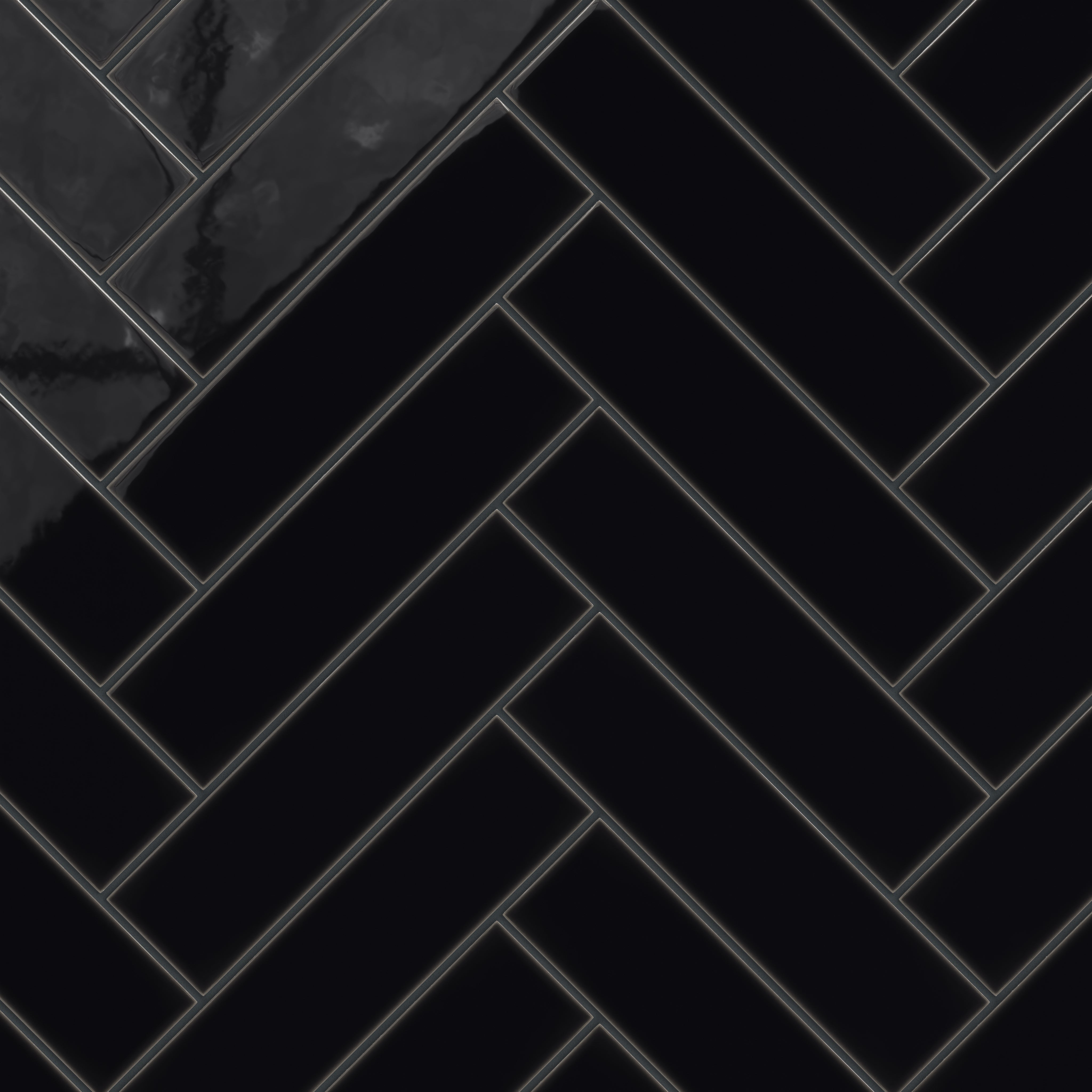 3x12 Natural Press Ceramic Tile in Bone Black Gloss