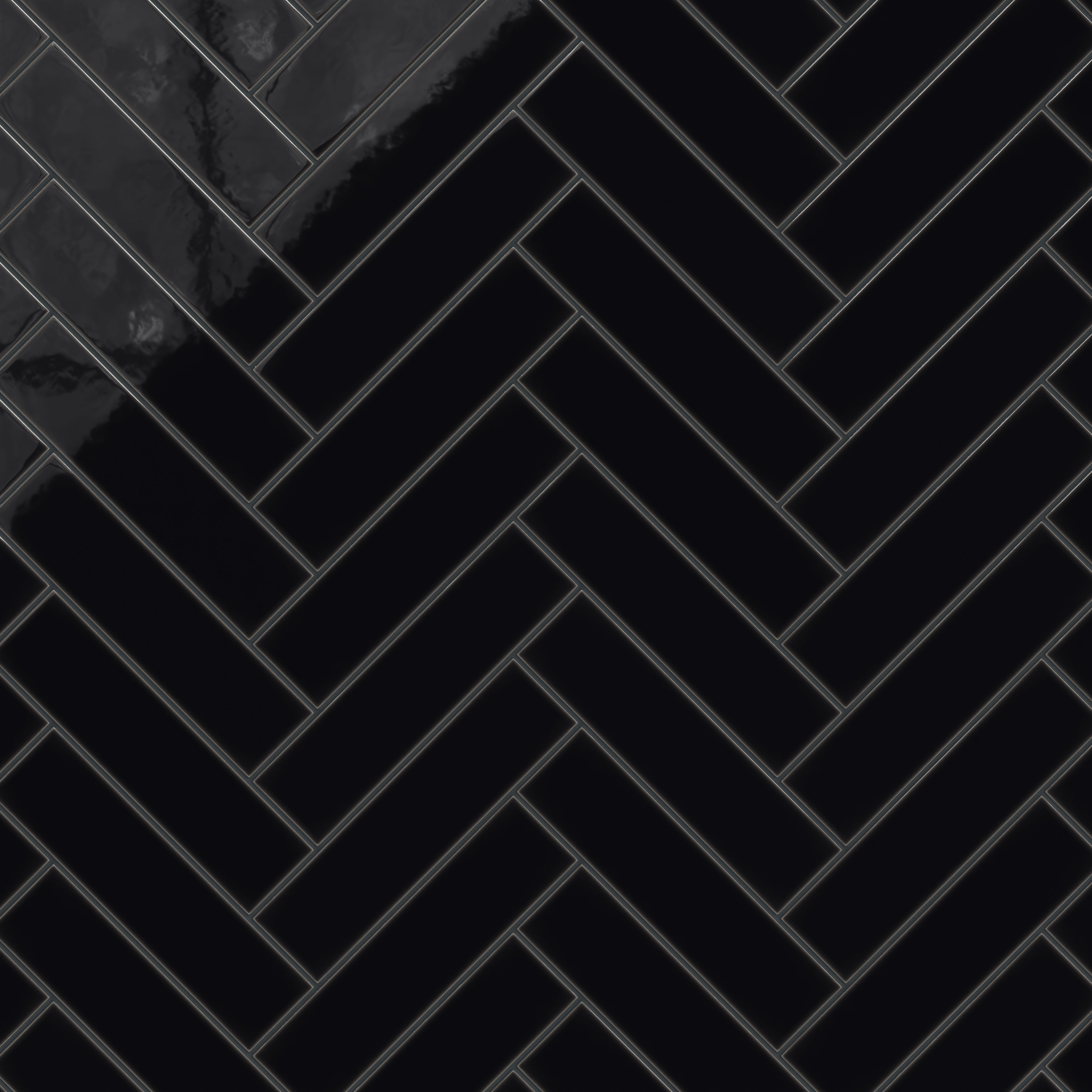 3x12 Natural Press Ceramic Tile in Bone Black Gloss