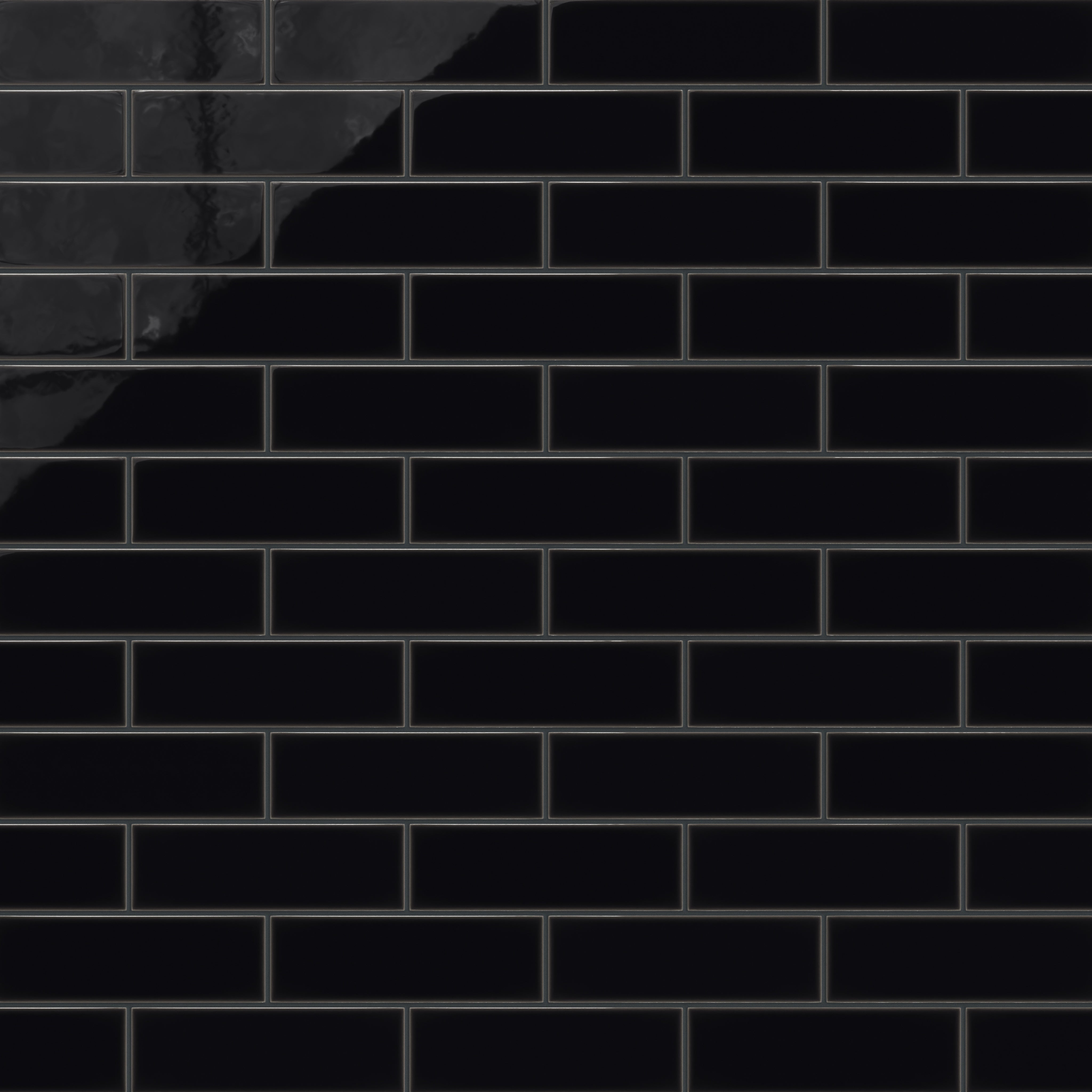 3x9 Natural Press Ceramic Tile in Bone Black Gloss