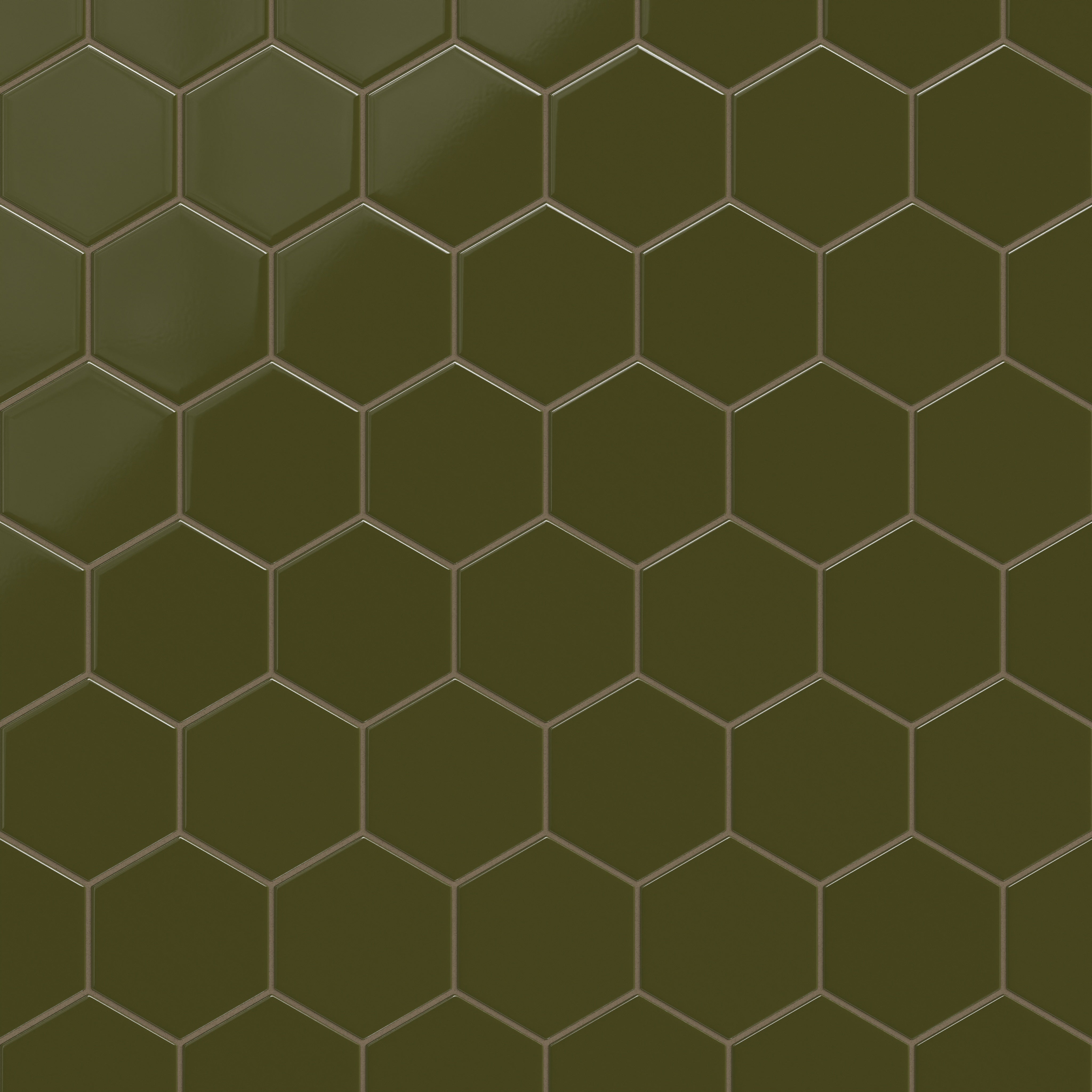 6" Hexagon Original Ceramic Tile in Bonsai Gloss