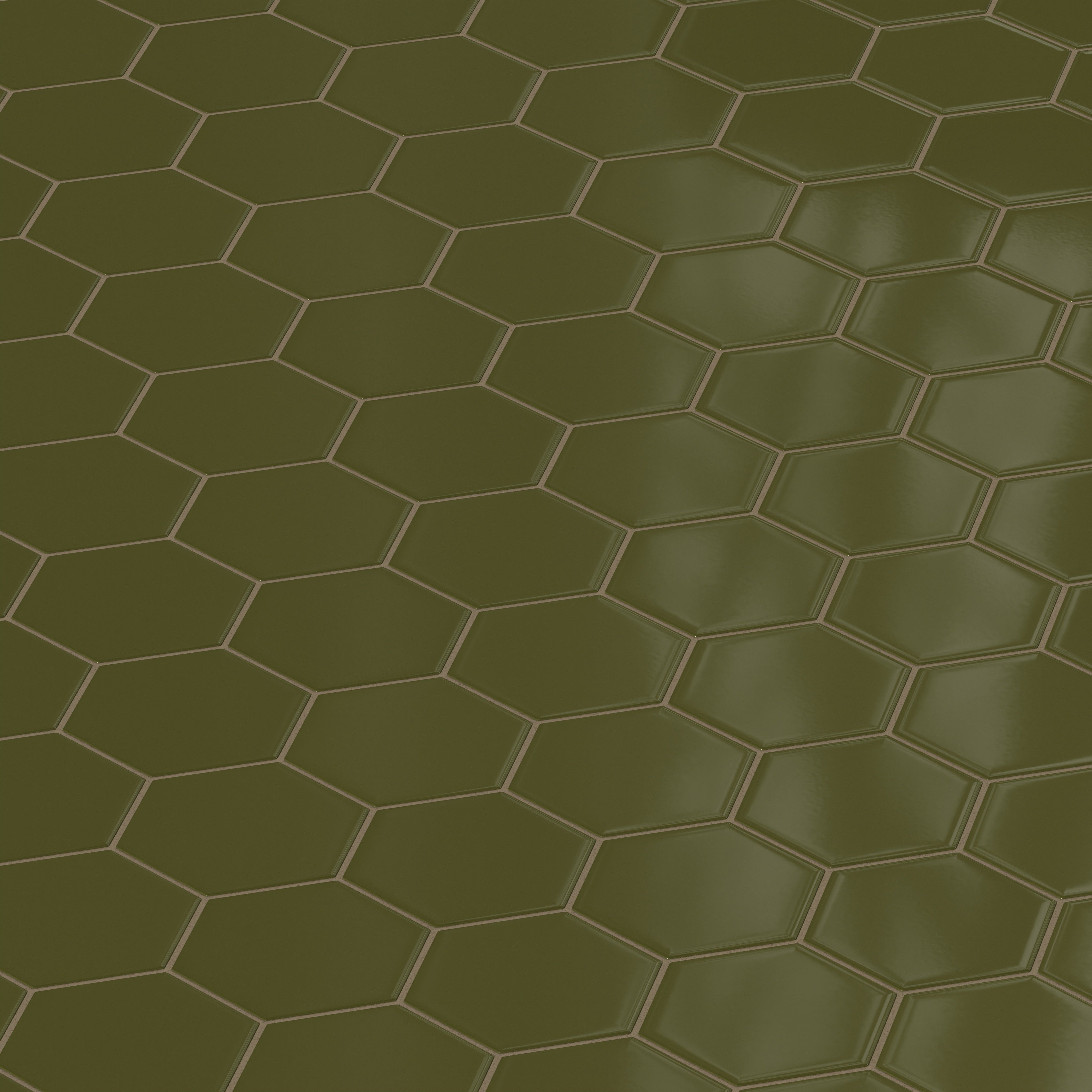 6" Hexagon Original Ceramic Tile in Bonsai Gloss