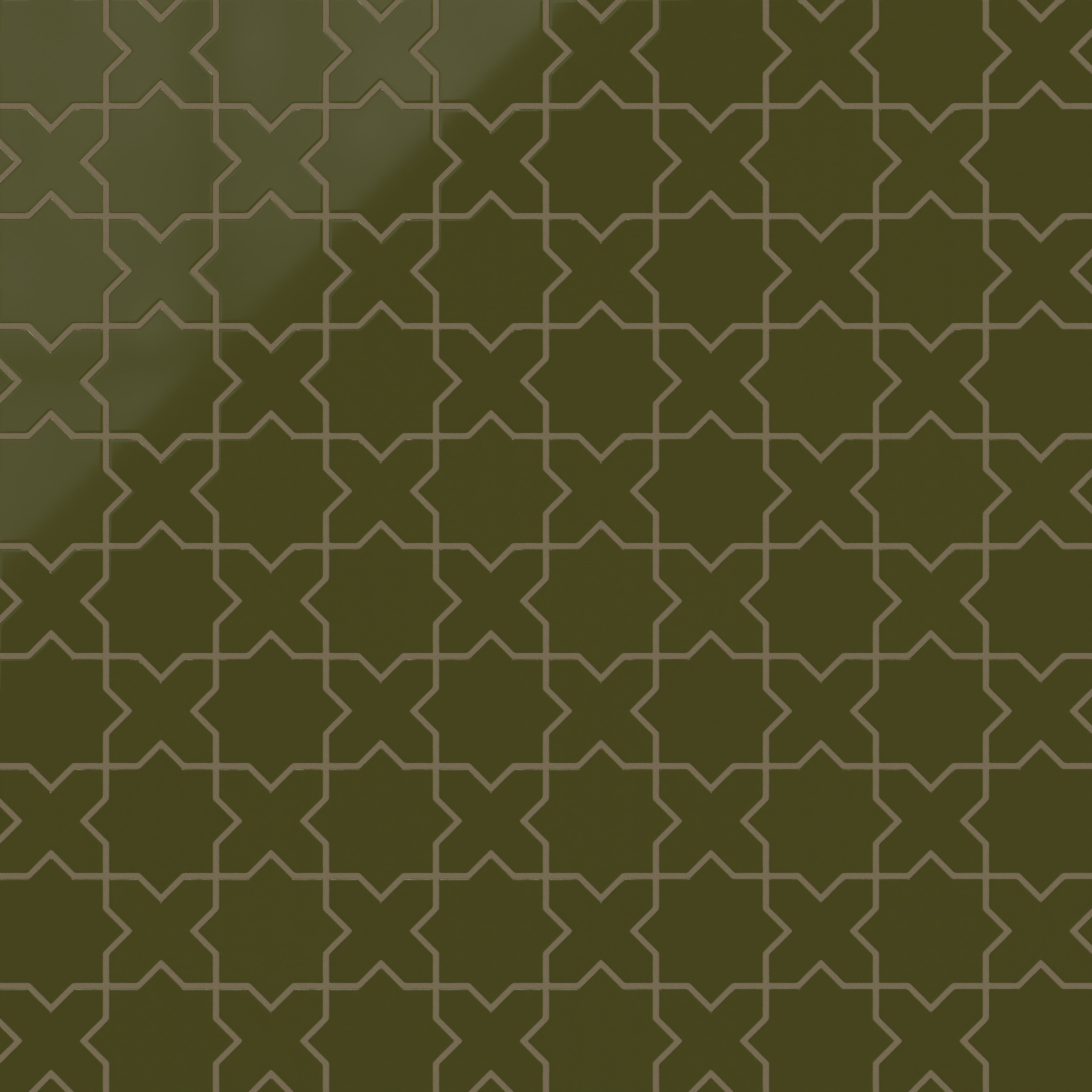 Mini Star & Cross Original Ceramic Tile in Bonsai Gloss