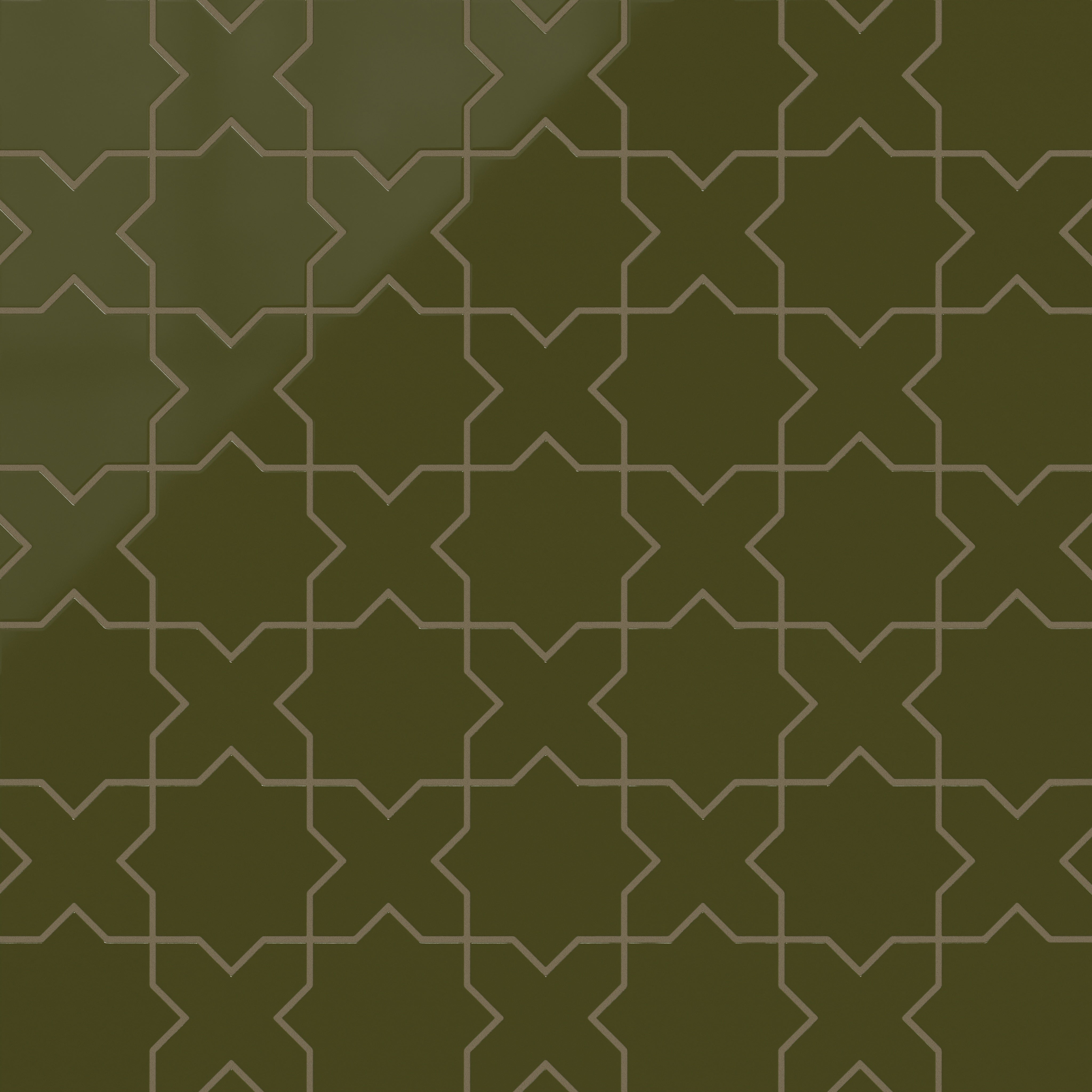 Star & Cross Original Ceramic Tile in Bonsai Gloss