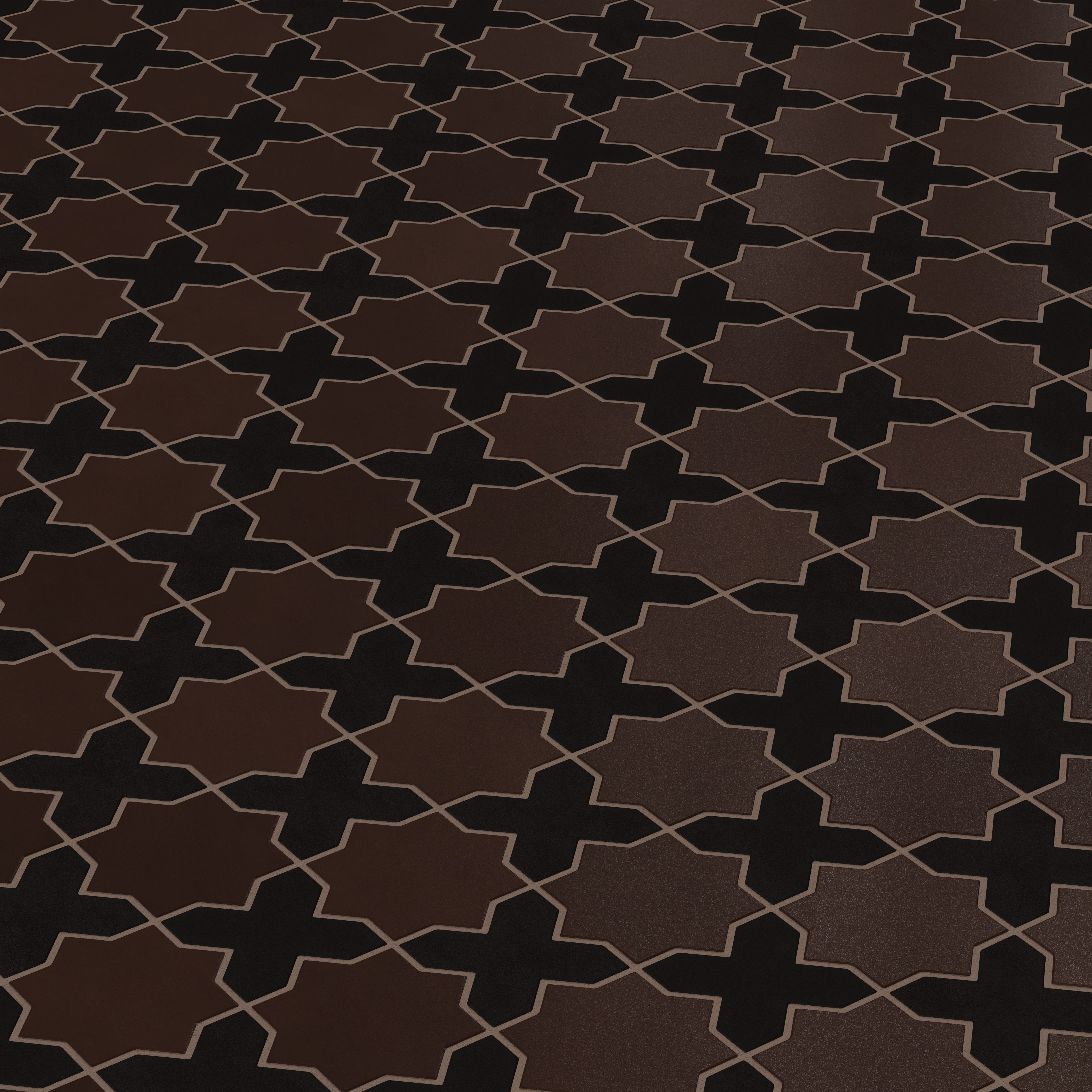 Mini Star & Cross Original Ceramic Tile in Burnt Umber & Raven Matte