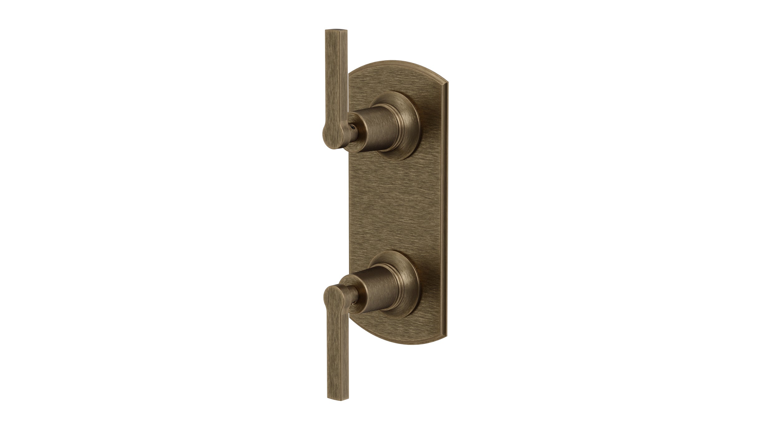 Emerson Two Handle Wall Mount Shower Trim with Classic Lever Handles in Antique Brass