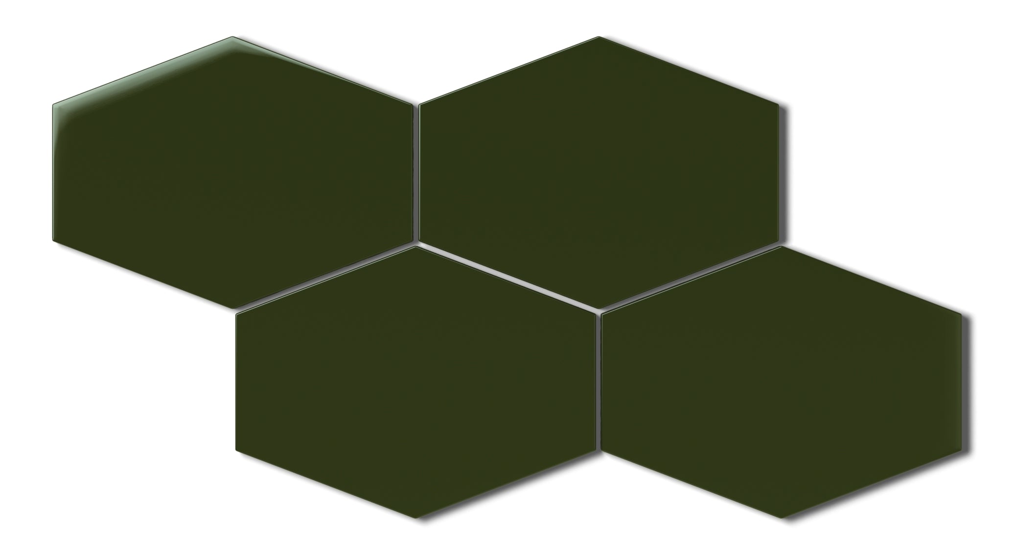 Elongated Hexagon Natural Press Ceramic Tile in Green Apatite Gloss