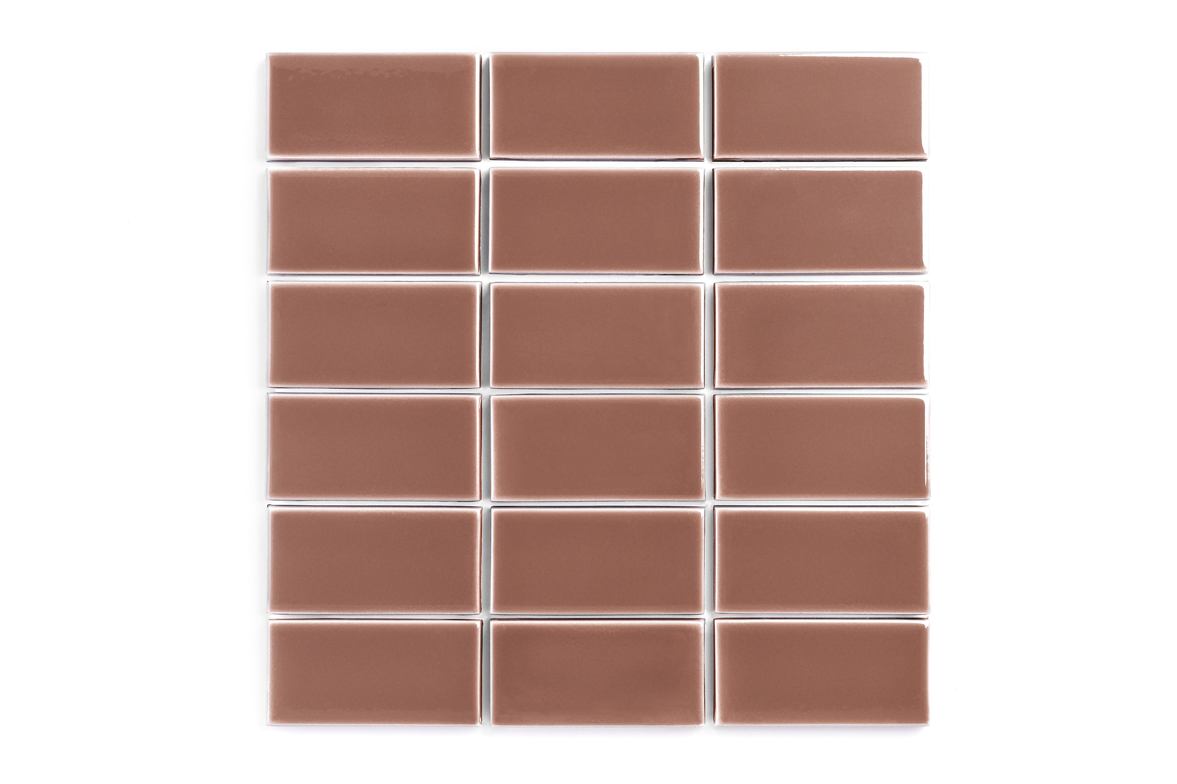 2x4 Straight Set Sheeted Original Ceramic Mosaic Tile in Mauve Gloss