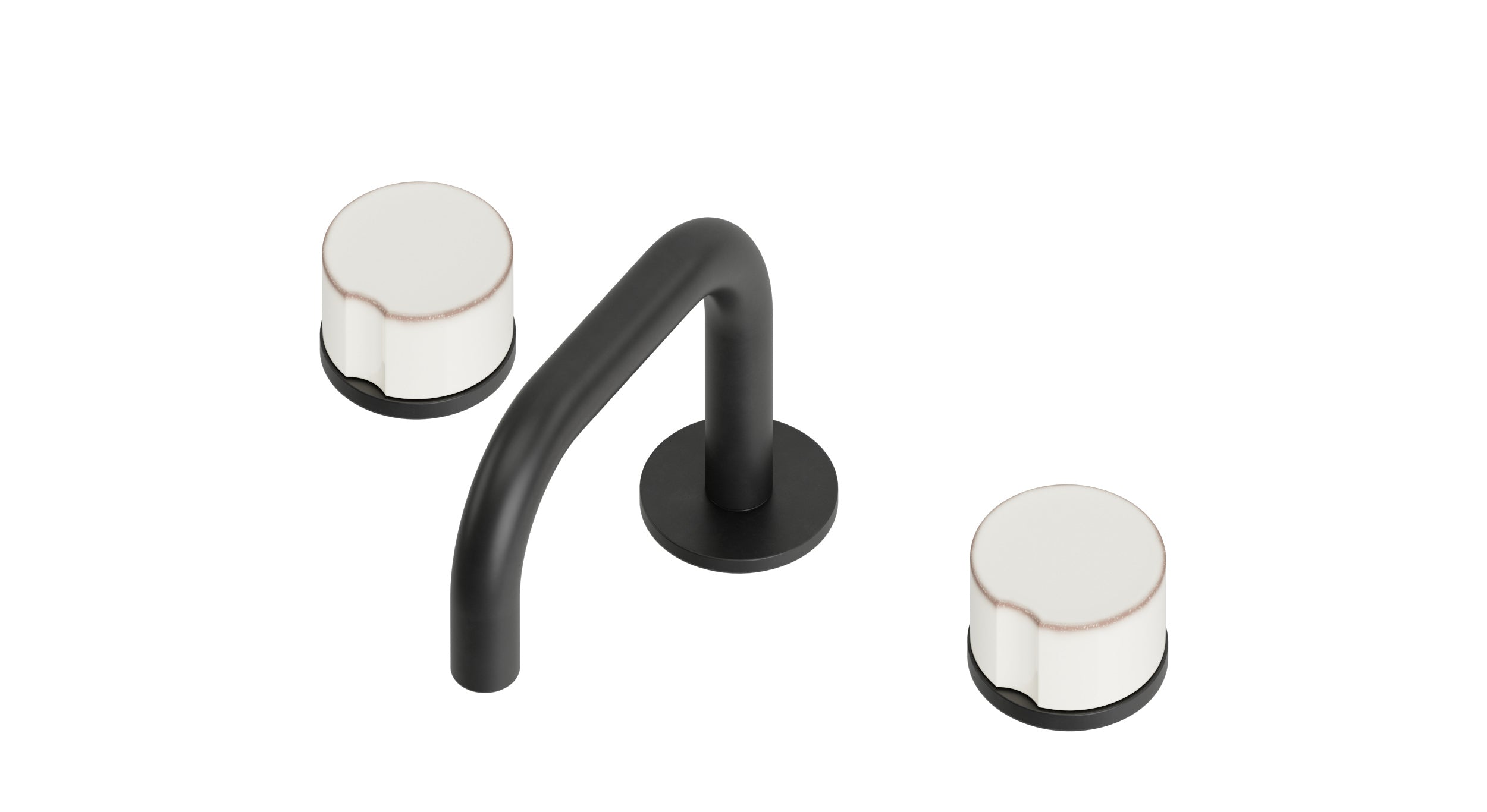 Foundry Two Handle Deck Mount Squaretop Lavatory Faucet with Groove Ceramic Knob Handles in Oil Rubbed Bronze
