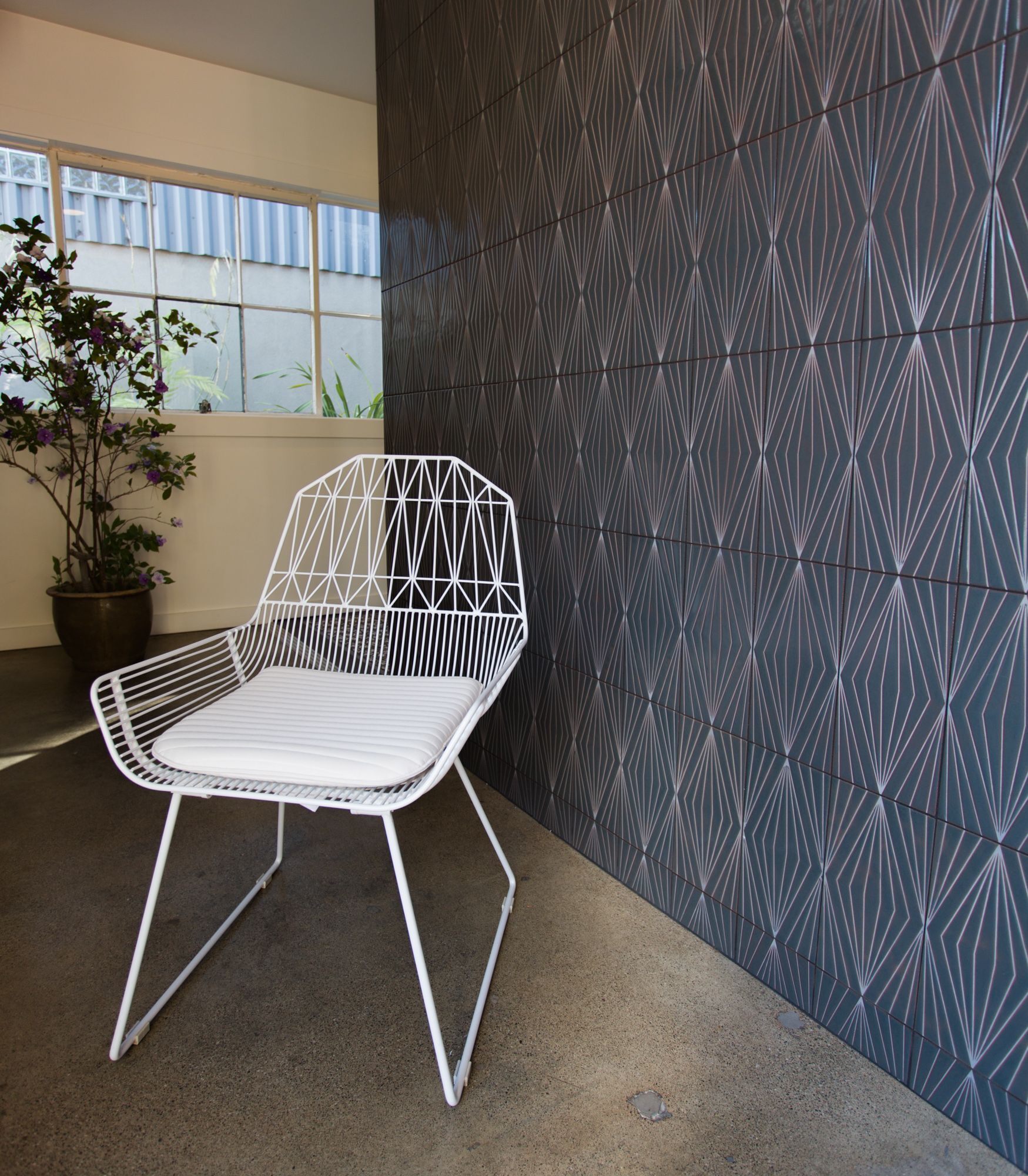 6x12 Handpainted Tile Diamond Contour in Dark Motif