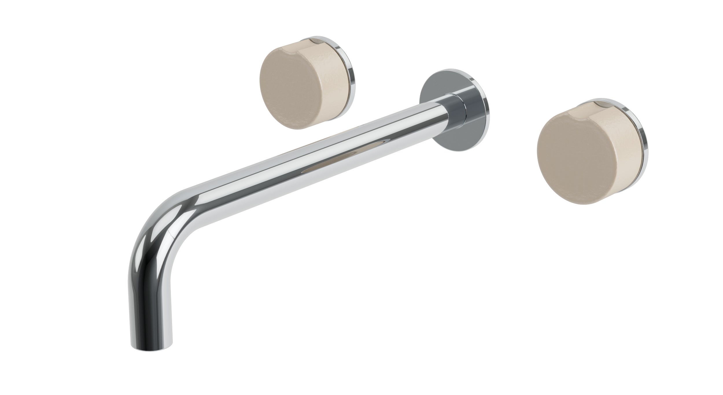 Foundry Two Handle Wall Mount 10" Lavatory Faucet with Groove Ceramic Knob Handles in Polished Chrome