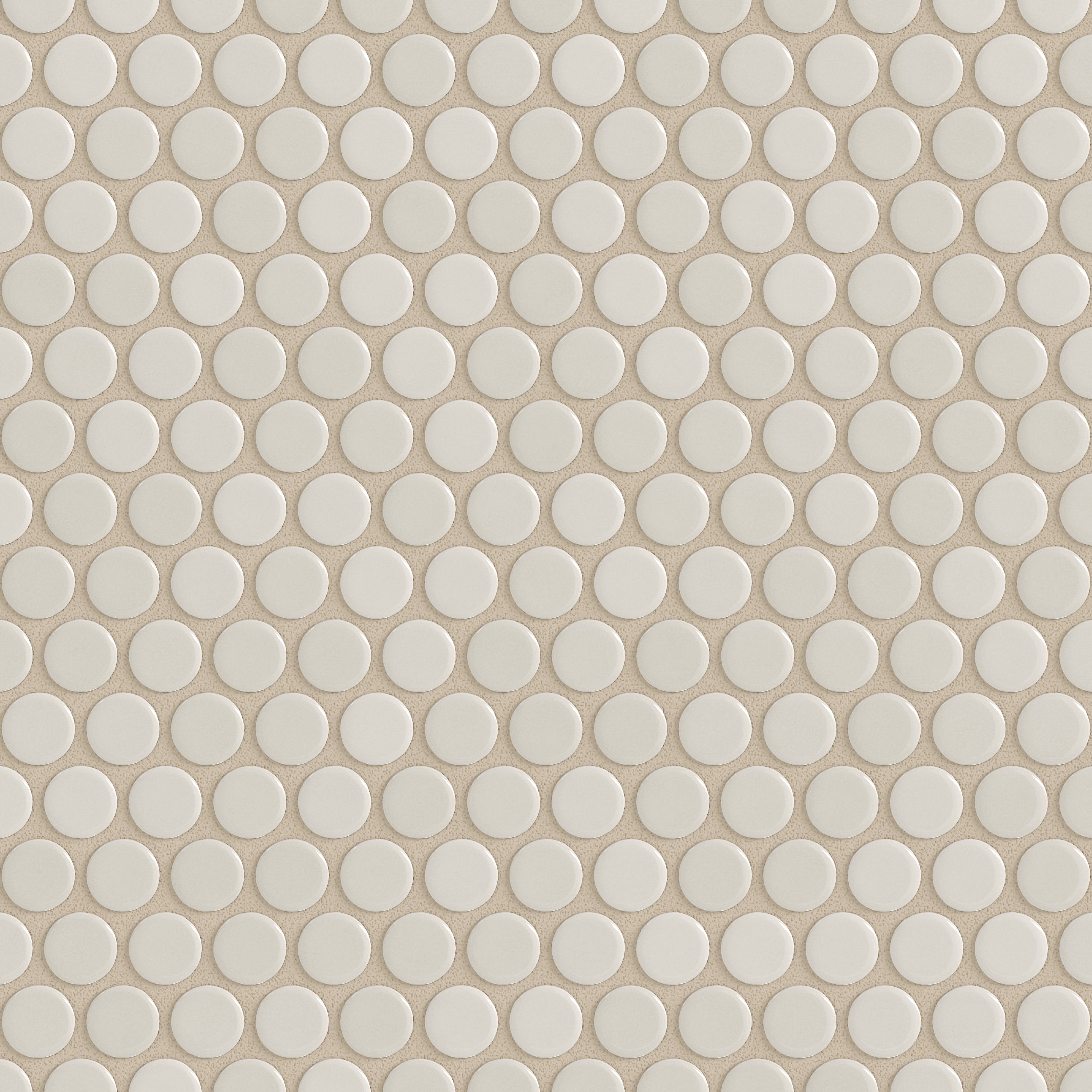 Penny Round Sheeted Original Ceramic Mosaic Tile in Dolomite Gloss