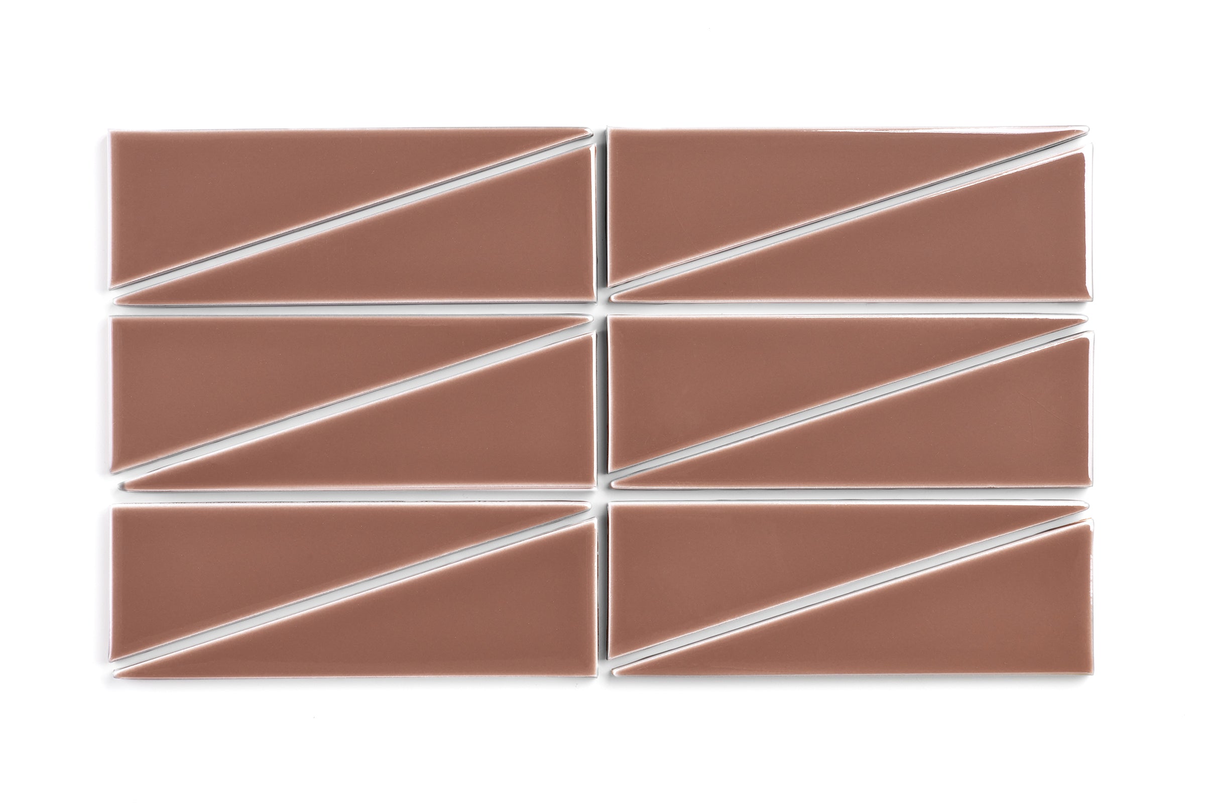 Right Scalene Triangle Original Ceramic Tile in Mauve Gloss
