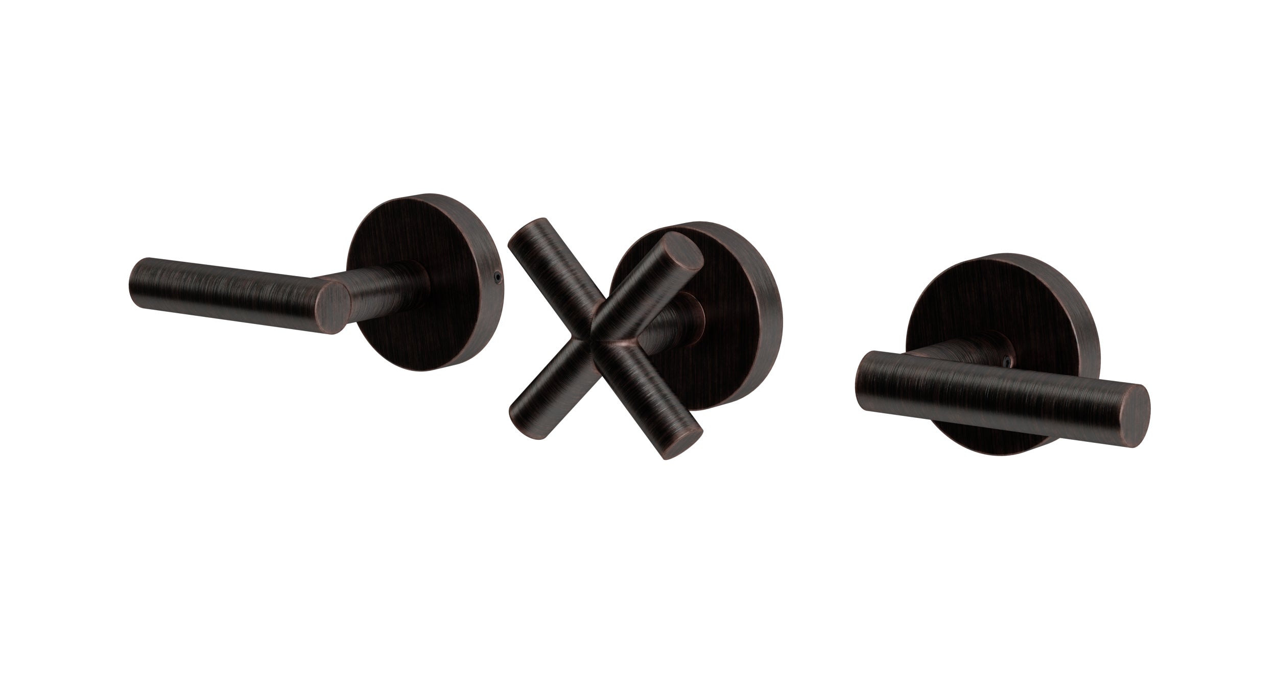Contour Three Handle Wall Mount Bath Trim with Diverter/Volume Control and Soft Cross/Soft Lever Handles in Antique Bronze
