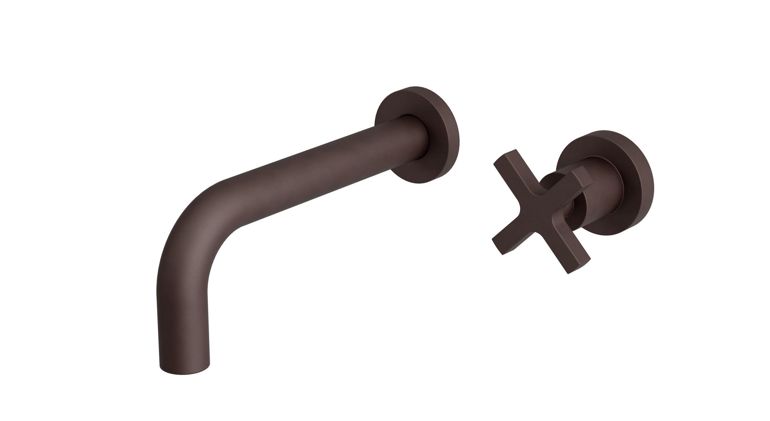 Flatiron One Handle Wall Mount 7.5" Lavatory Faucet with Linear Cross Handle in Architectural Copper