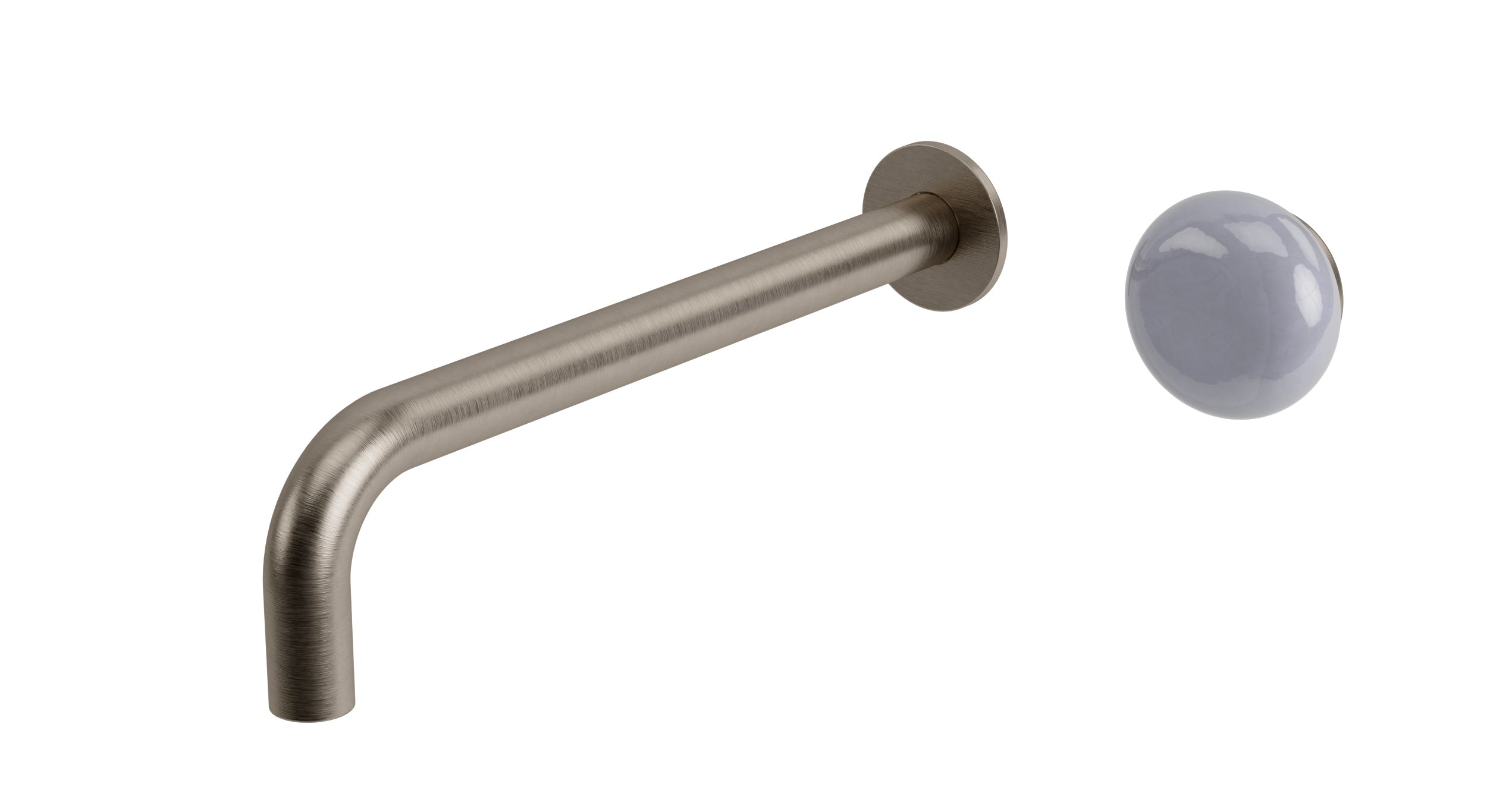 Foundry One Handle Wall Mount 10" Lavatory Faucet with Pebble Ceramic Knob Handle in Antique Nickel