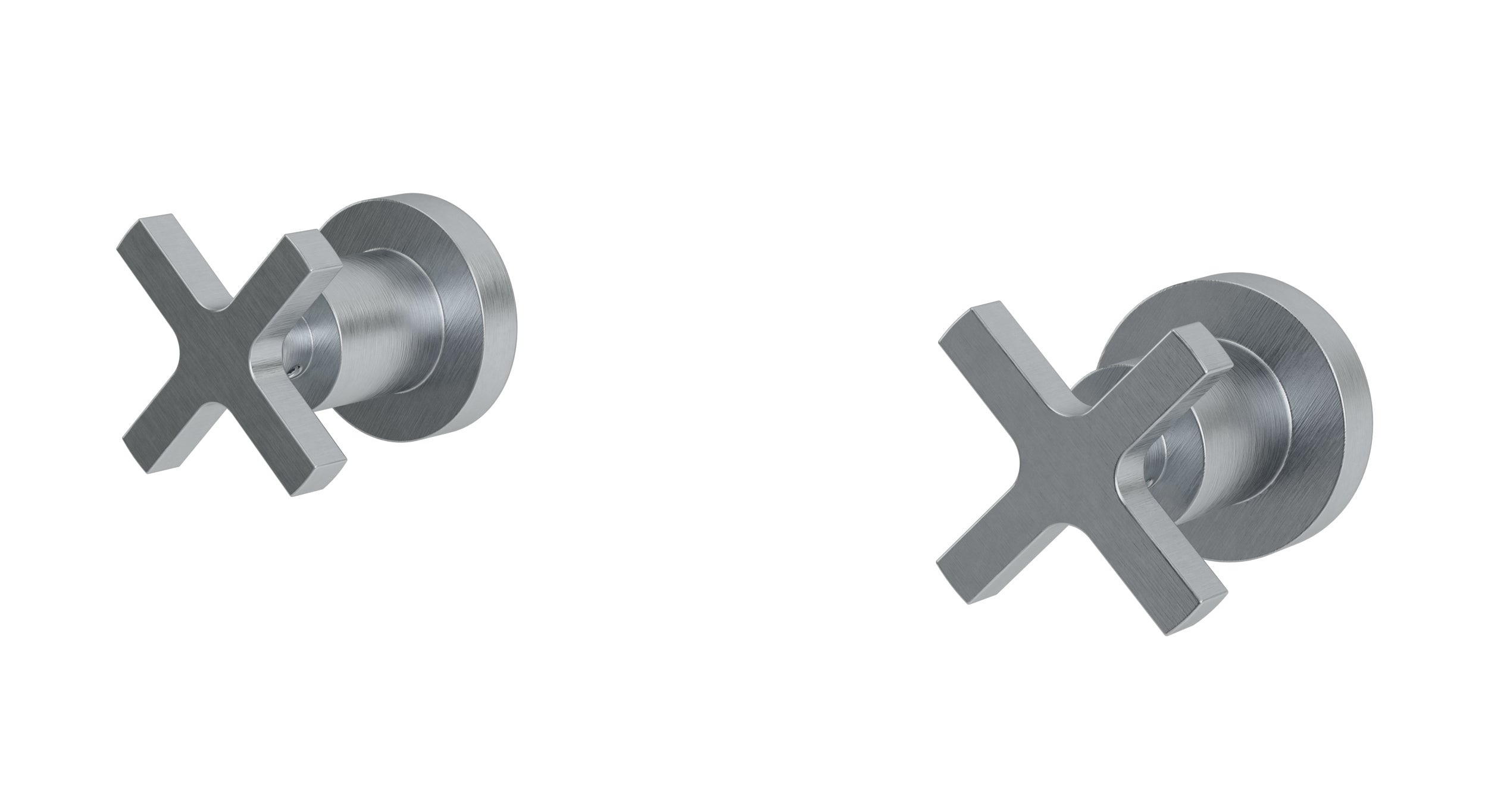 Flatiron Two Handle Wall Mount Bath Trim with Linear Cross Handles in Satin Chrome