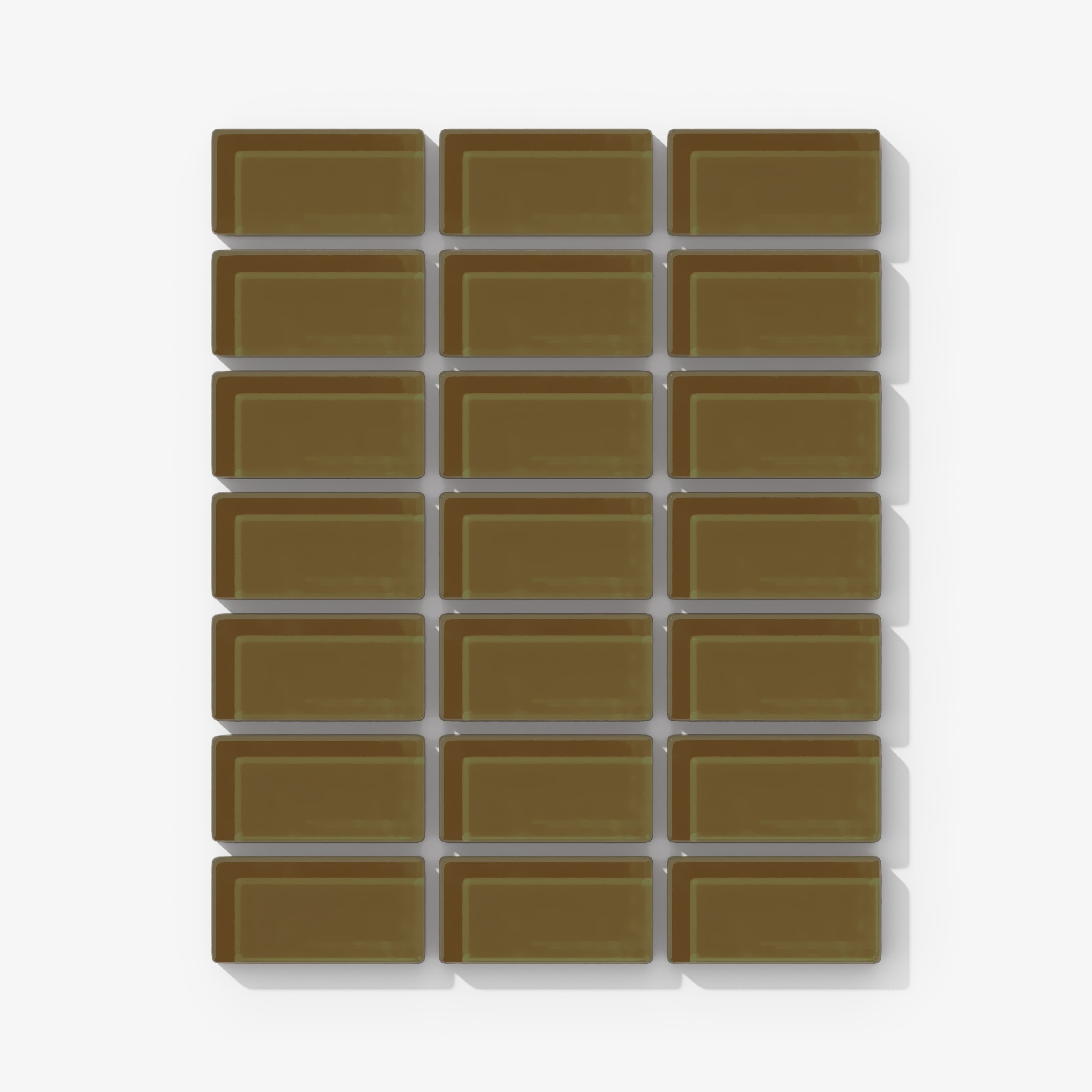 1x2 Straight Set Sheeted Glass Mosaic Tile in Merlin Gloss