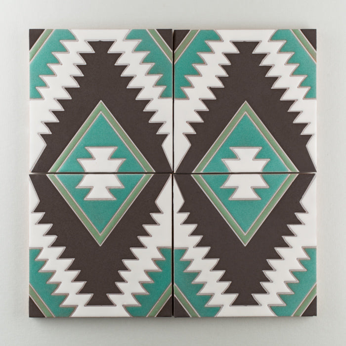 8x8 Handpainted Tile Old Cairo in Cool Motif