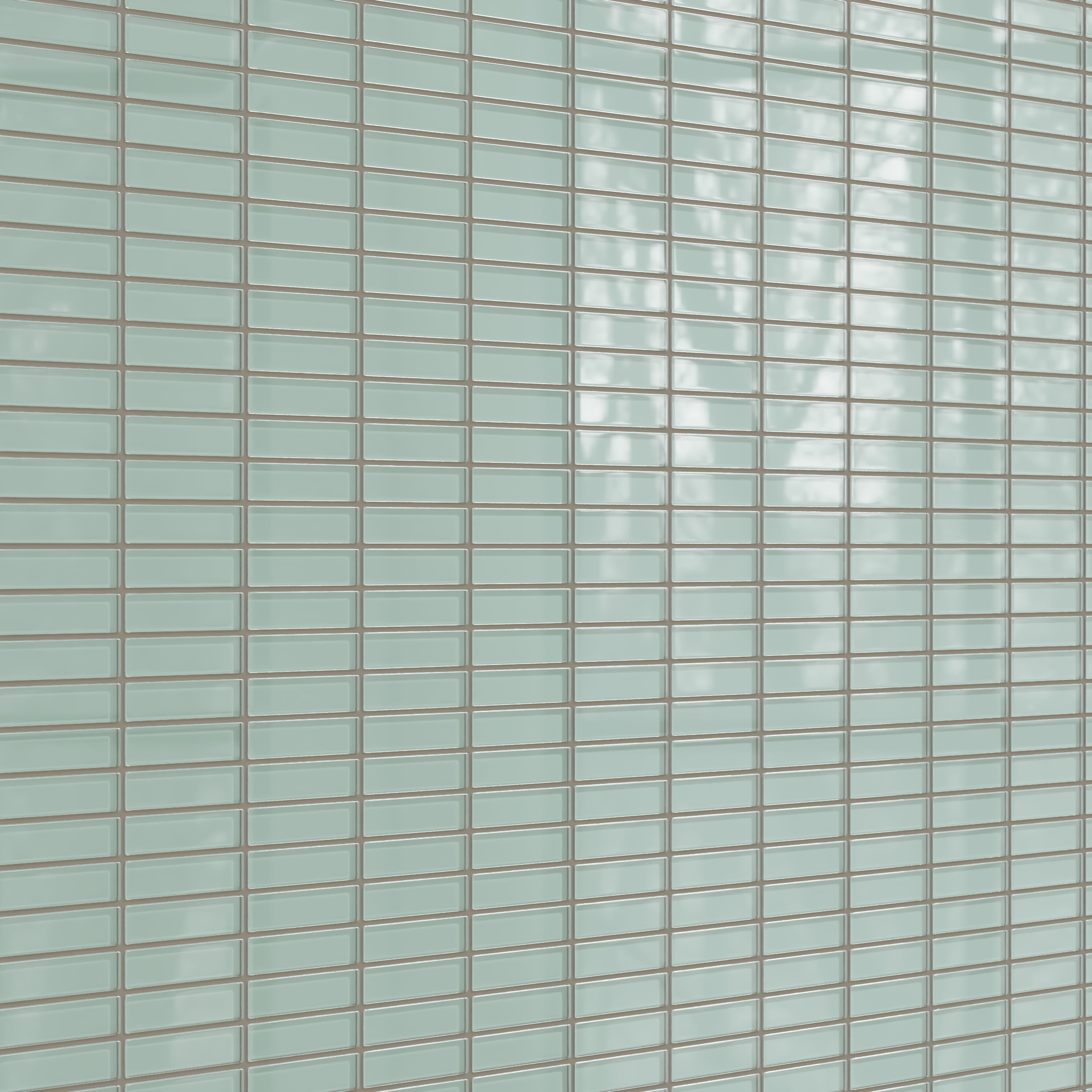 1x4 Straight Set Sheeted Glass Mosaic Tile in Kingfisher Gloss