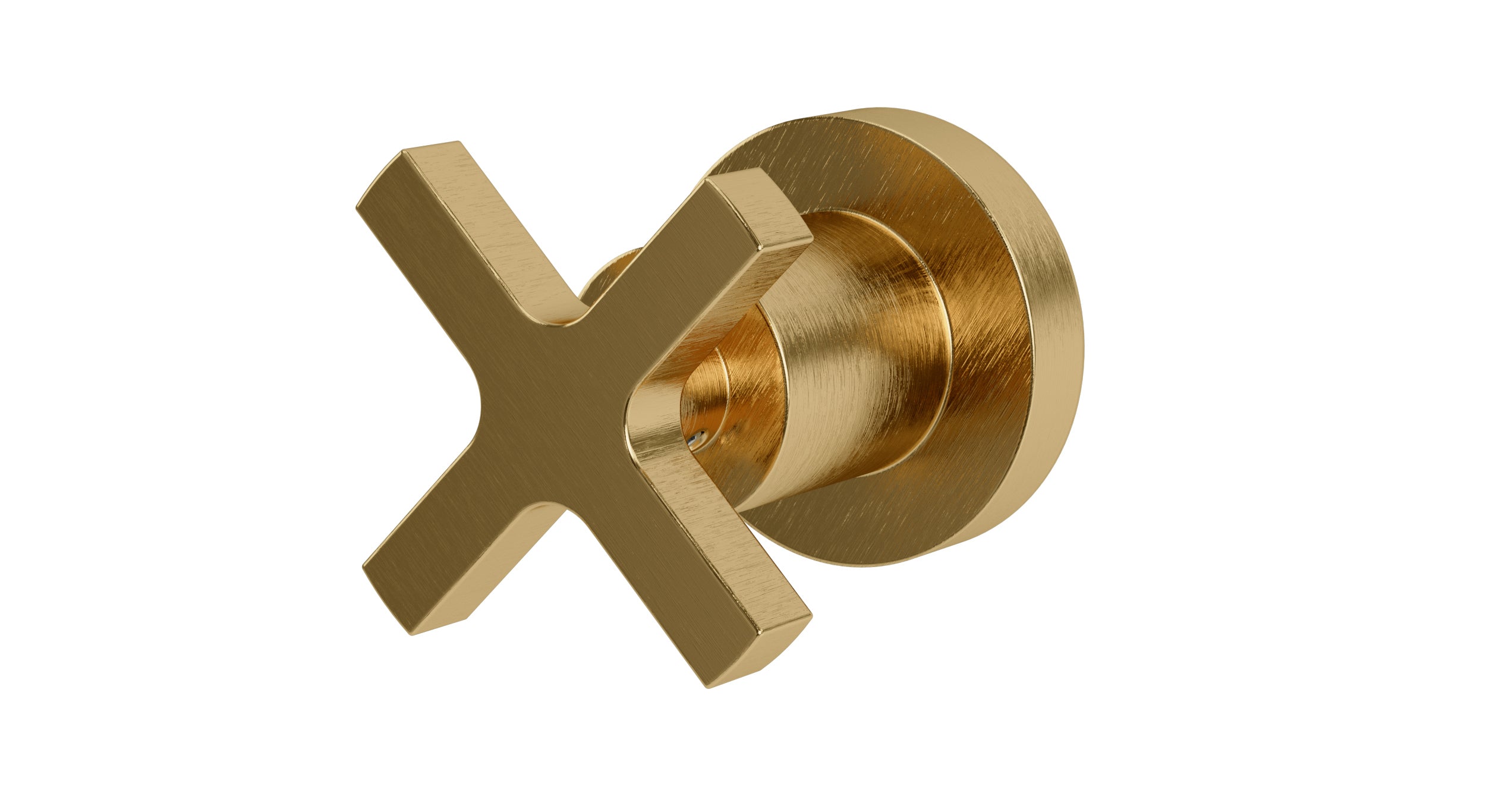 Flatiron One Handle Wall Mount Diverter/Volume Control Shower Trim with Linear Cross Handle in Satin Brass
