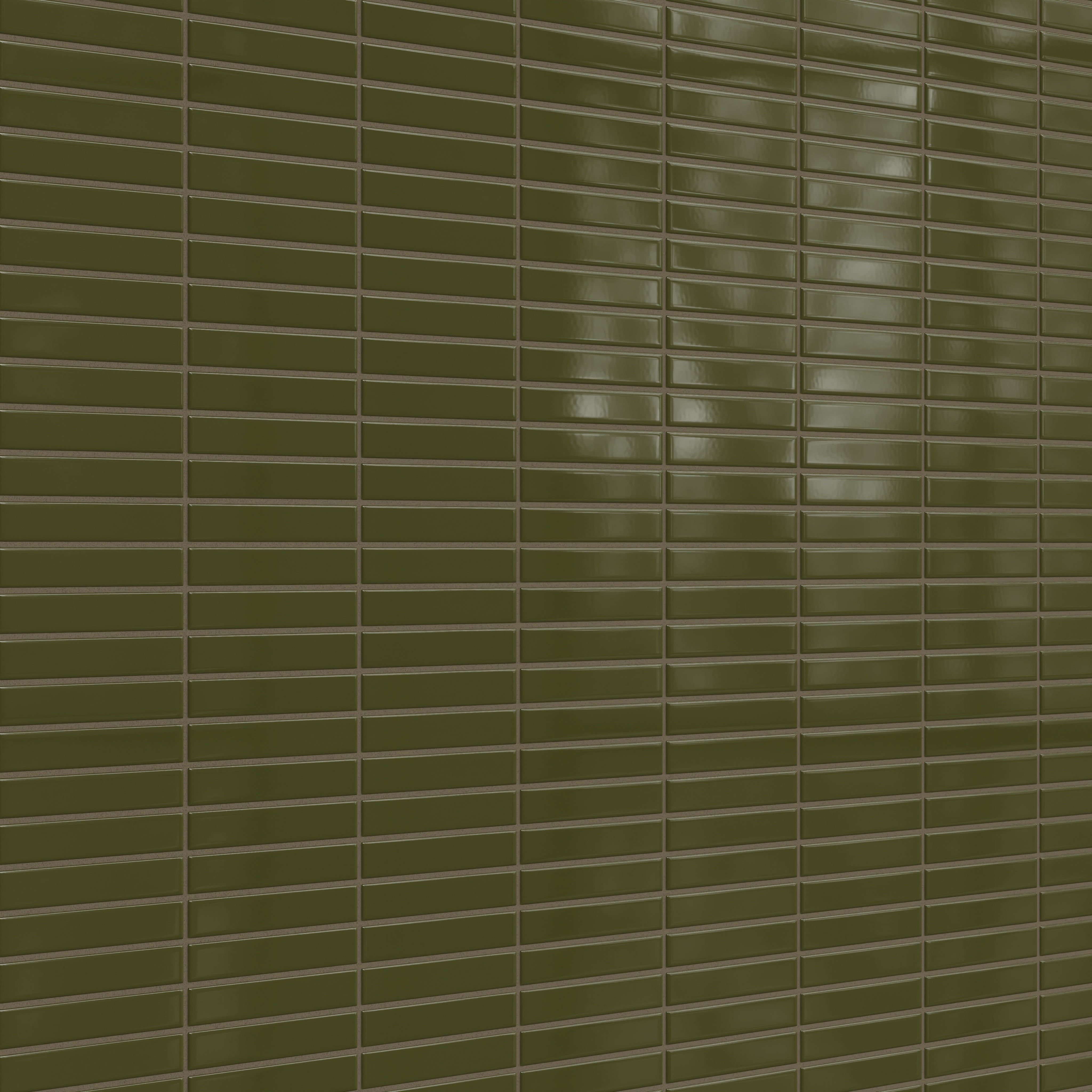 1x6 Straight Set Sheeted Original Ceramic Mosaic Tile in Bonsai Gloss